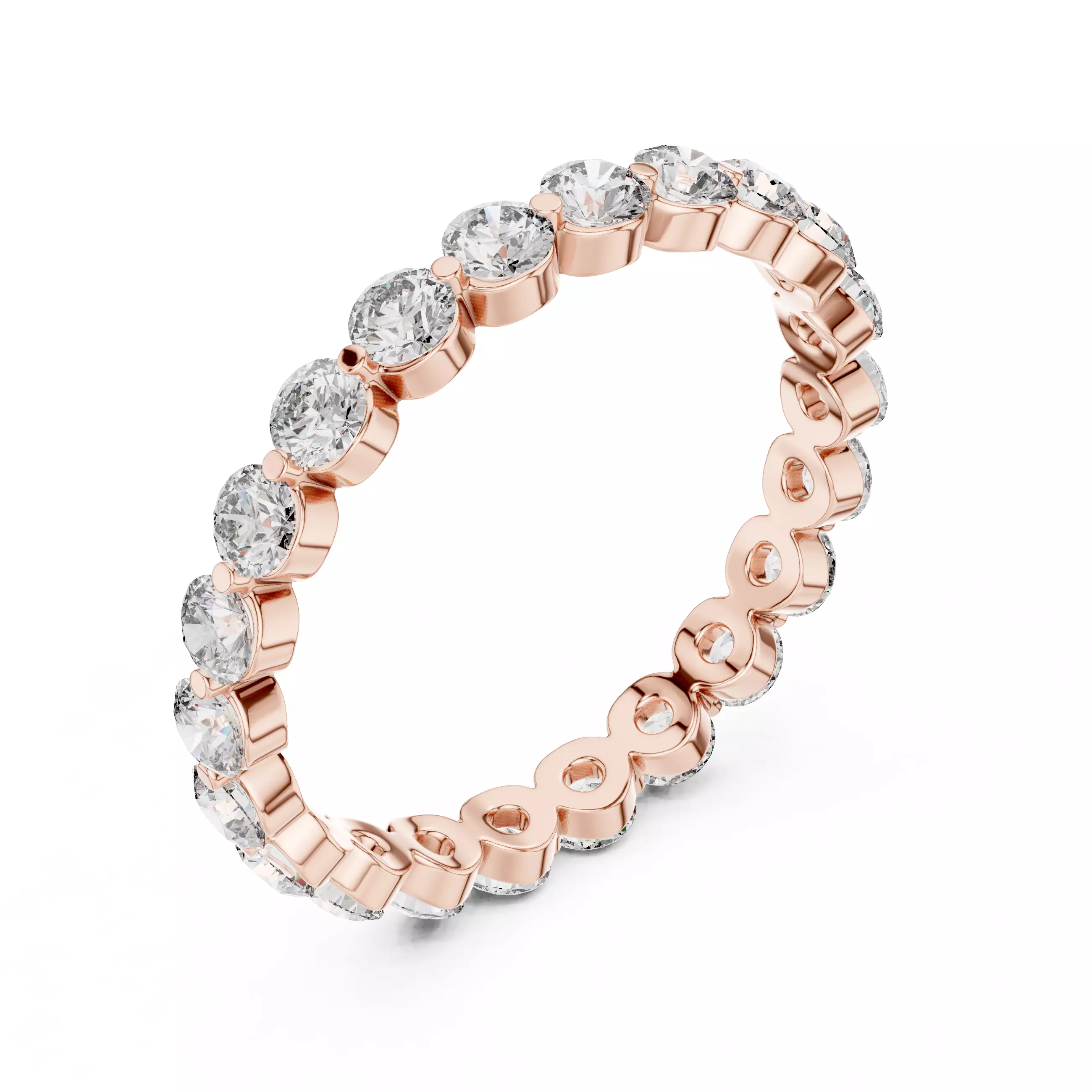 Bubble Prong Round Diamond Full Eternity Band 3DM STL Video 3D print model_4