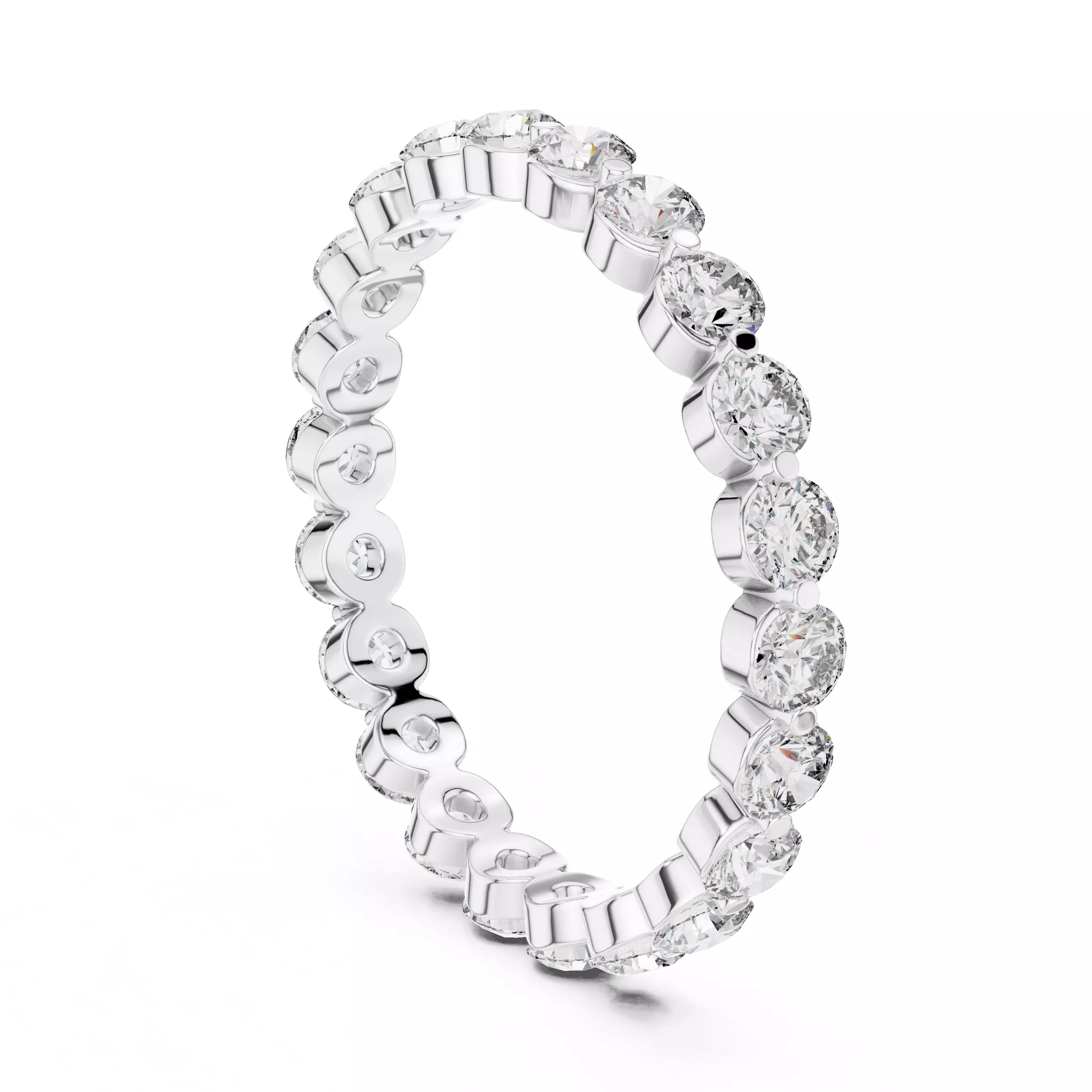 Bubble Prong Round Diamond Full Eternity Band 3DM STL Video 3D print model_9