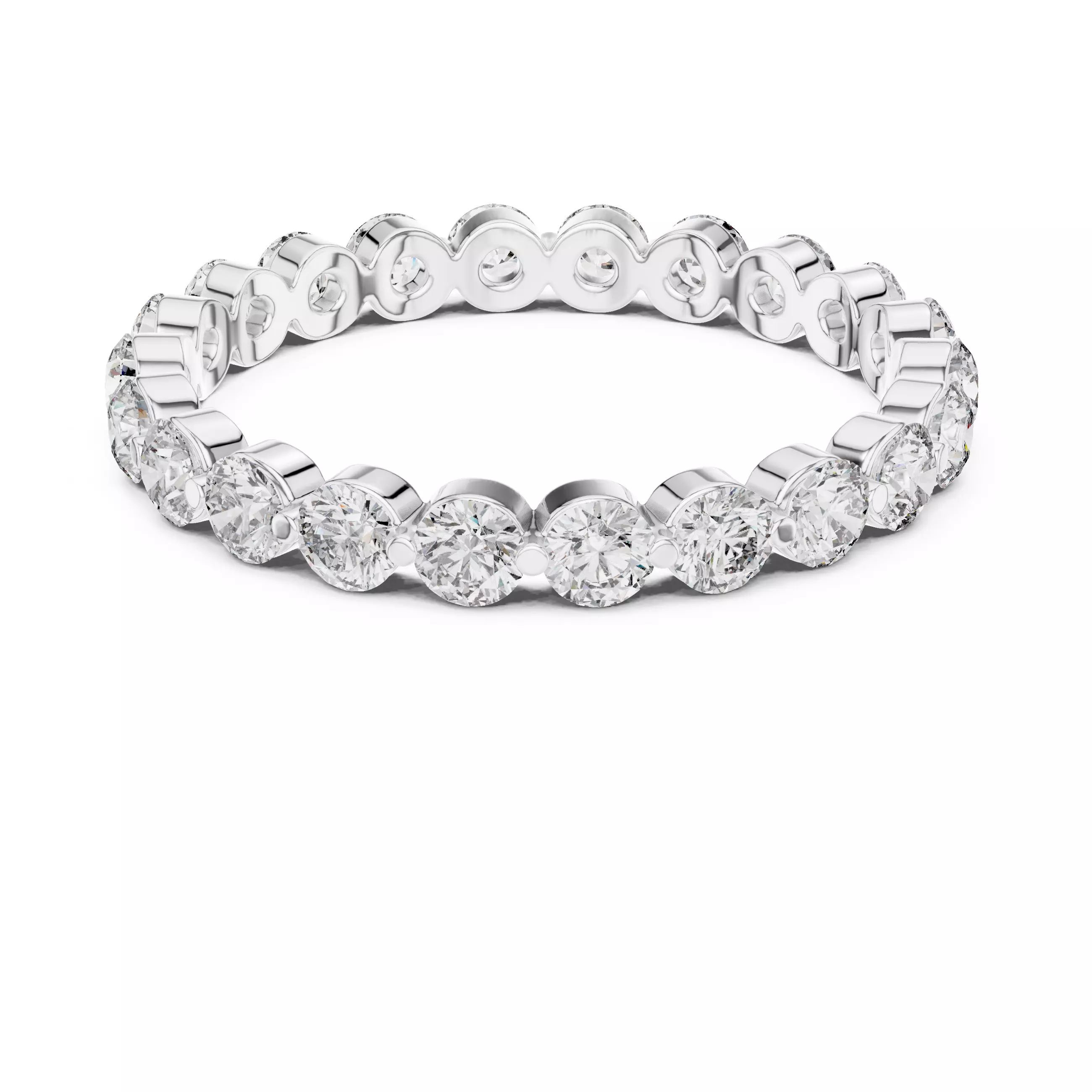Bubble Prong Round Diamond Full Eternity Band 3DM STL Video 3D print model_11