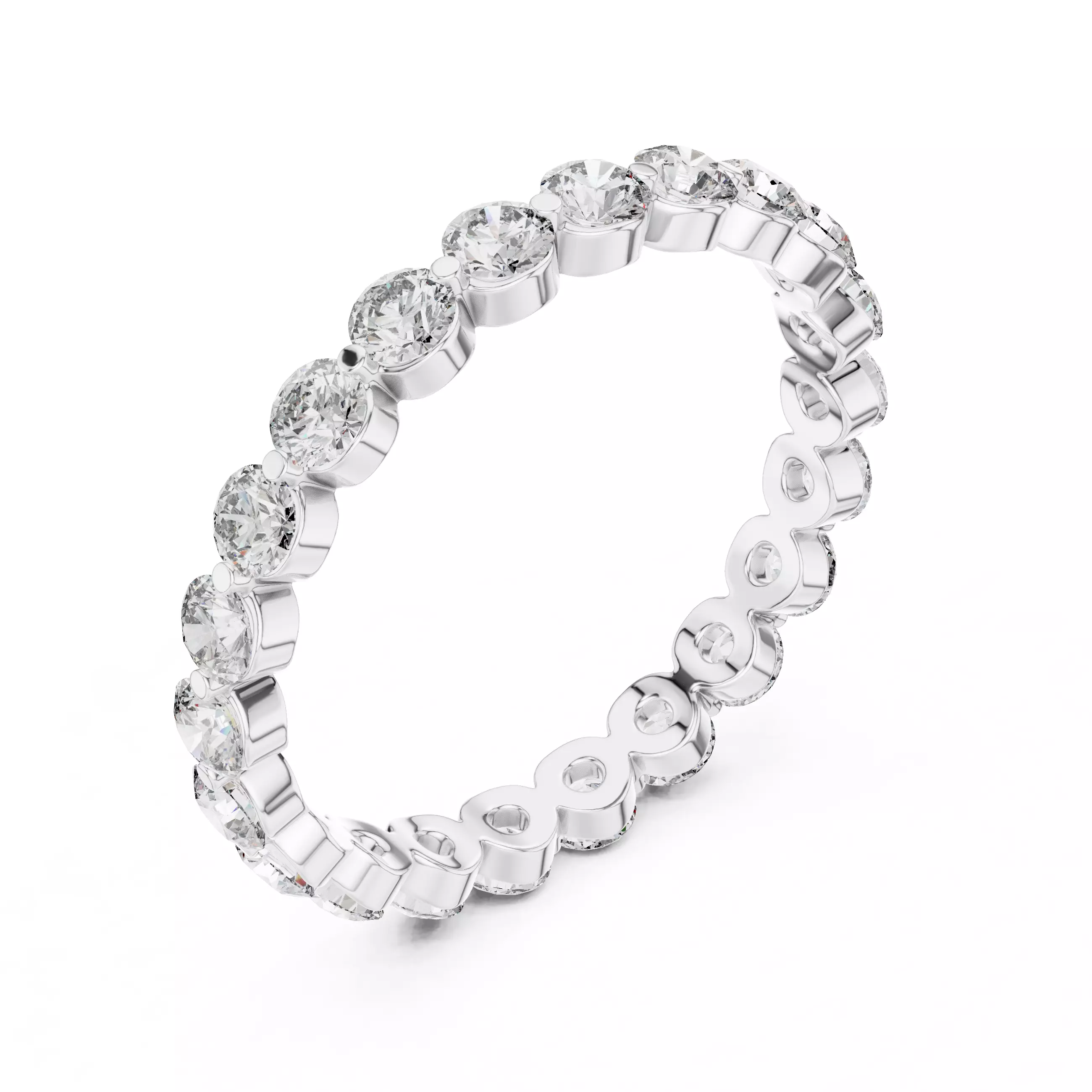 Bubble Prong Round Diamond Full Eternity Band 3DM STL Video 3D print model_10