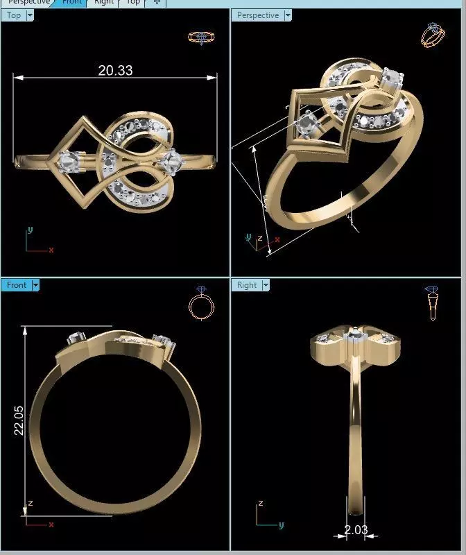 Women Ring Render 3dm STL MTL SLC JCD OBJ FBX Details 3D print model_24