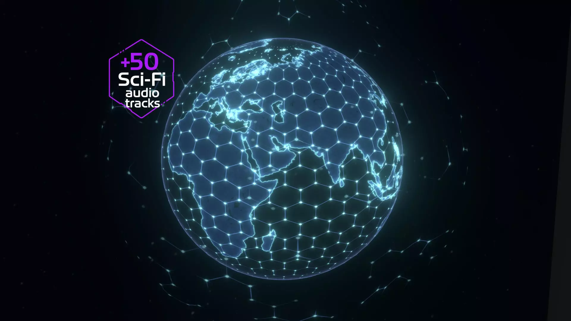 Animated Hologram Planet Earth No 5 With 50 Sci-Fi Music Tracks Low-poly 3D model_0
