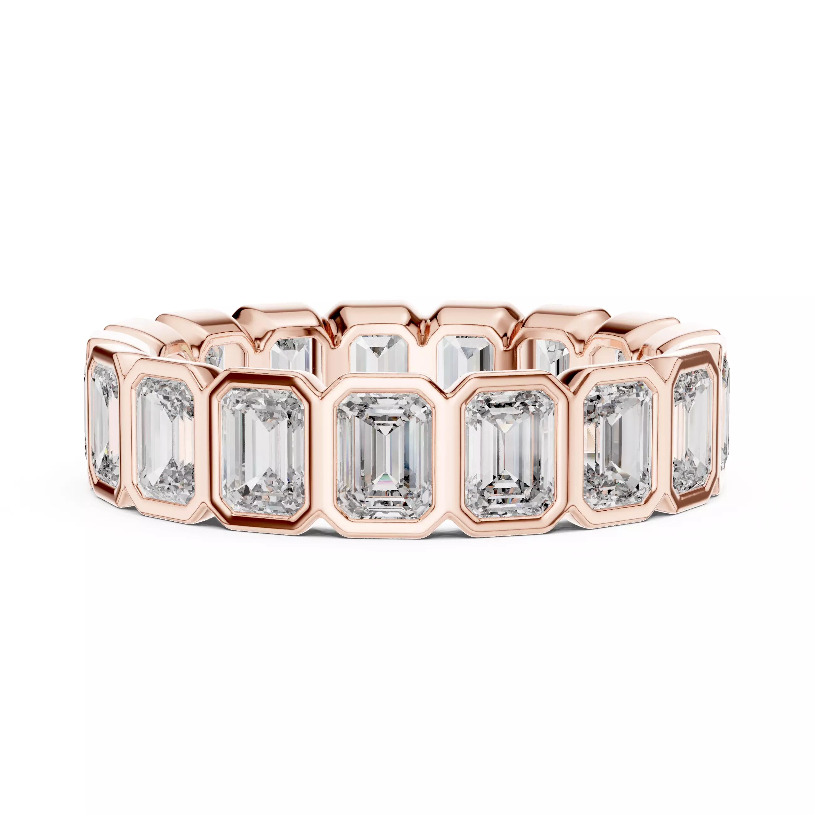 4x3mm Bezel Set Emerald Cut Full Eternity Wedding Band FileVideo 3D print model_0