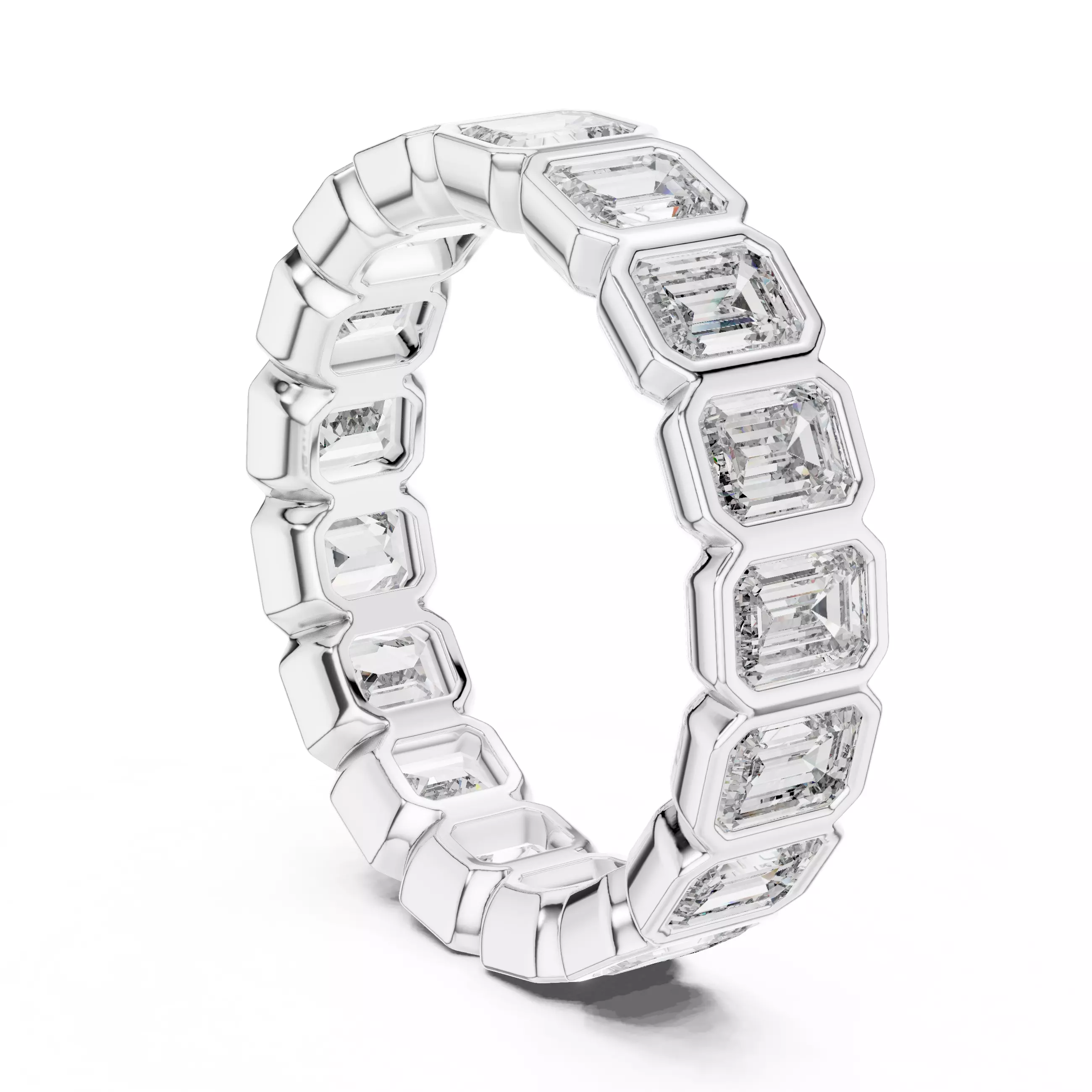 4x3mm Bezel Set Emerald Cut Full Eternity Wedding Band FileVideo 3D print model_9