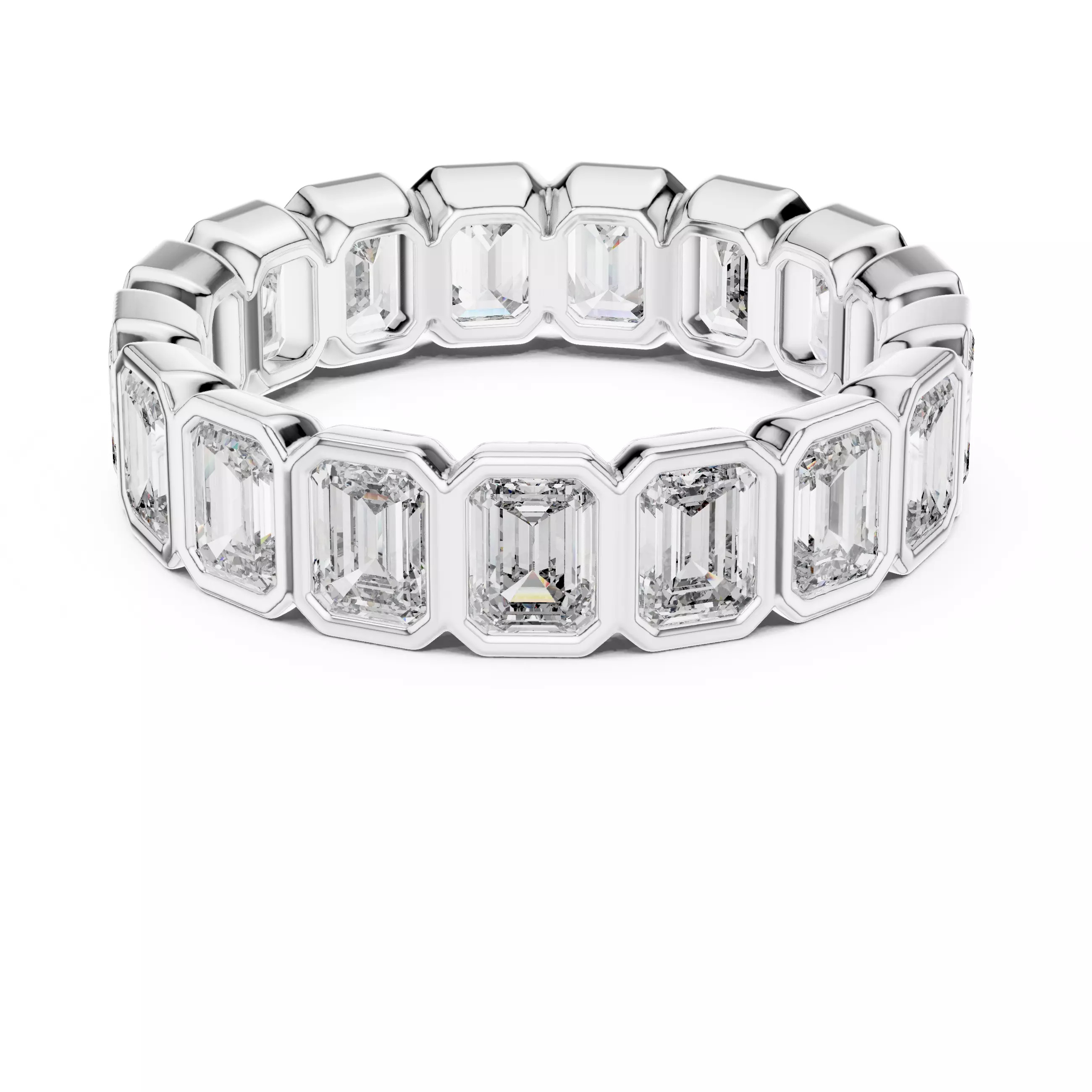 4x3mm Bezel Set Emerald Cut Full Eternity Wedding Band FileVideo 3D print model_11