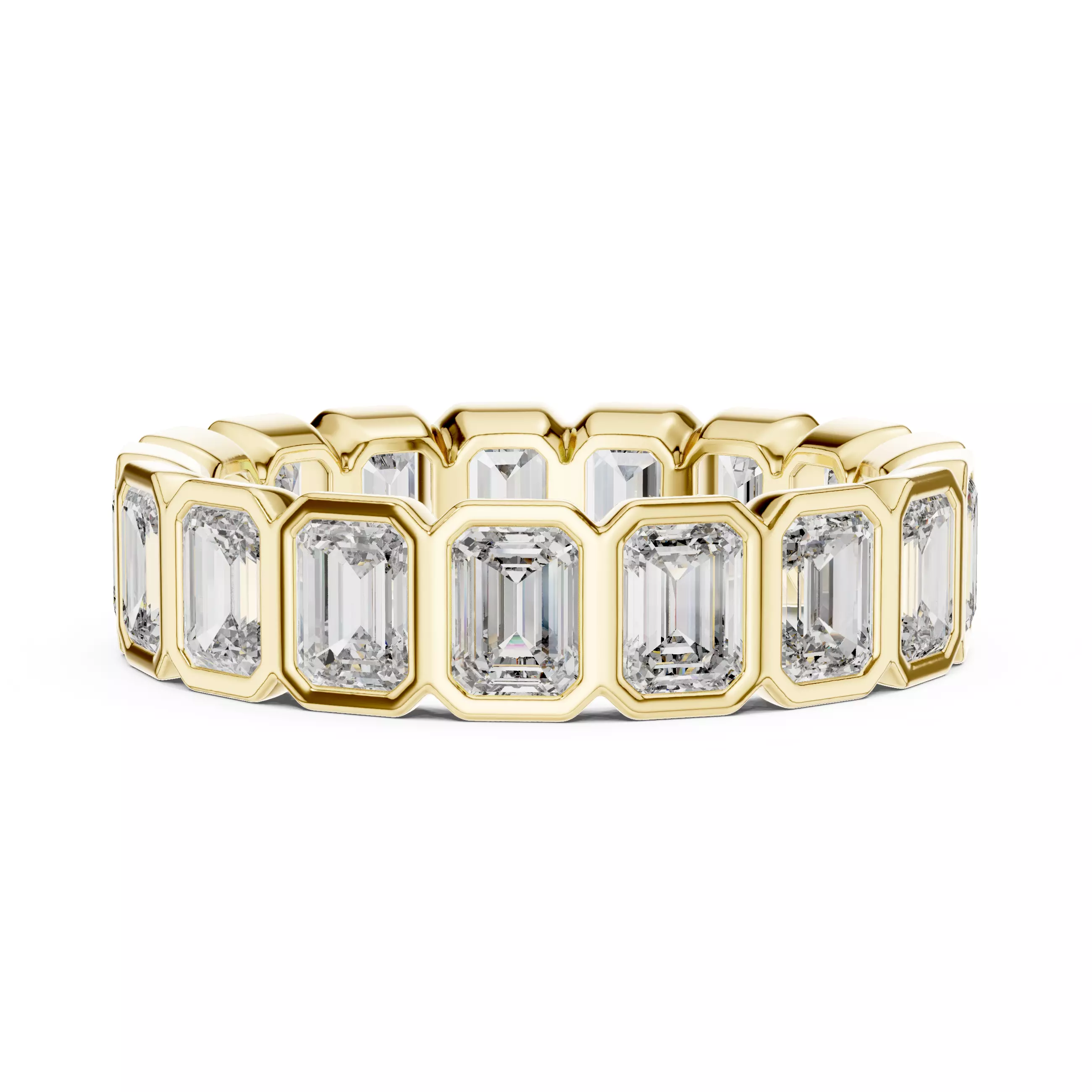 4x3mm Bezel Set Emerald Cut Full Eternity Wedding Band FileVideo 3D print model_1