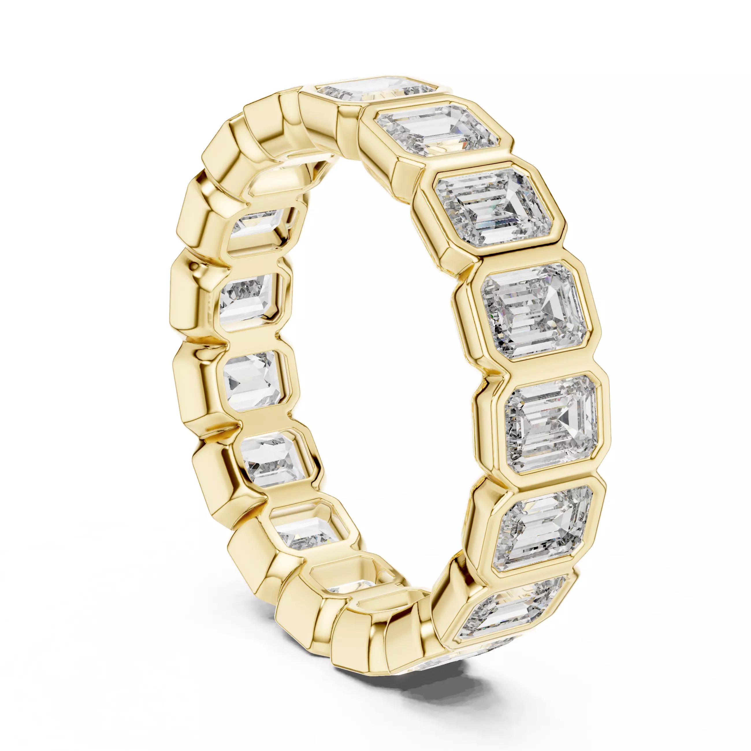 4x3mm Bezel Set Emerald Cut Full Eternity Wedding Band FileVideo 3D print model_6