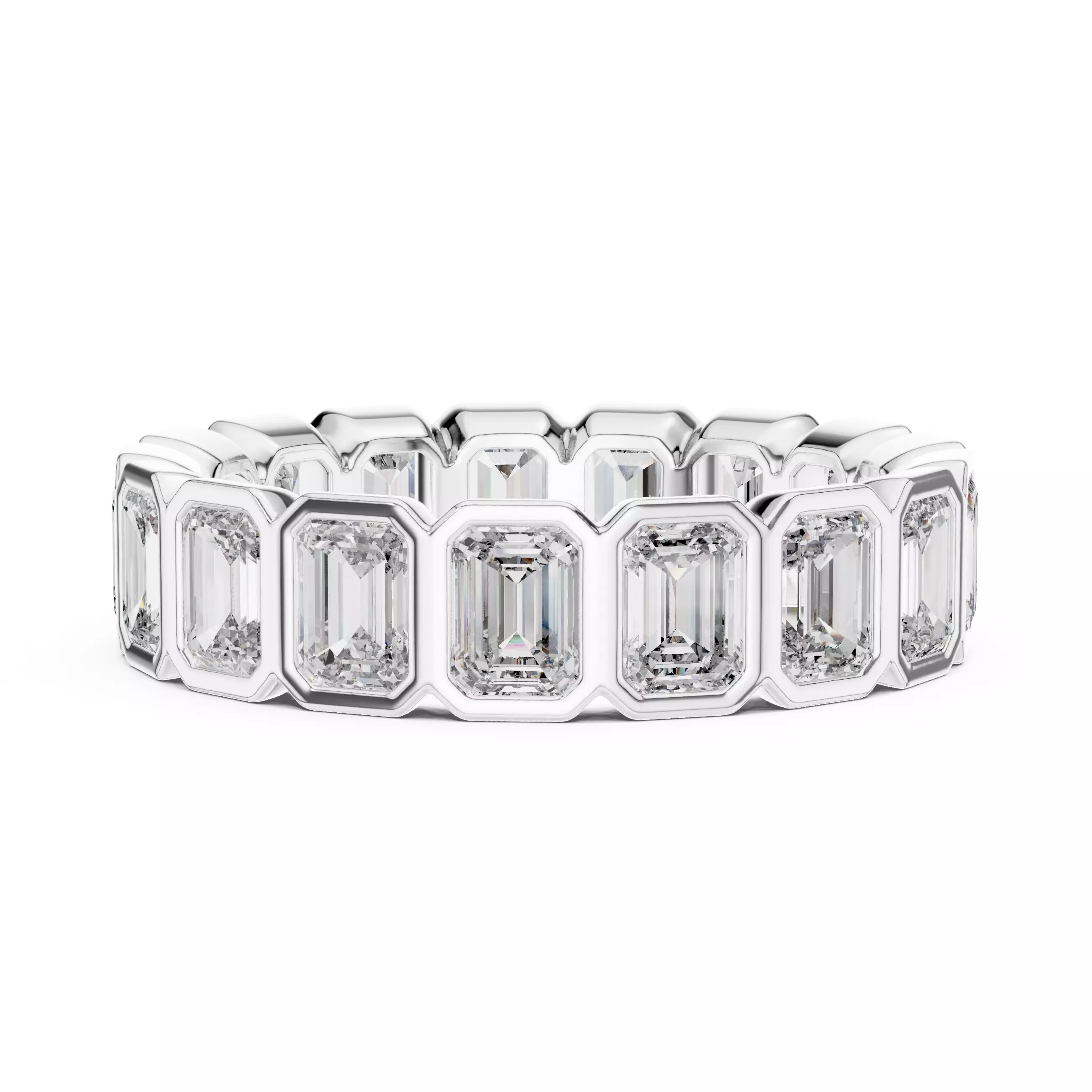 4x3mm Bezel Set Emerald Cut Full Eternity Wedding Band FileVideo 3D print model_2
