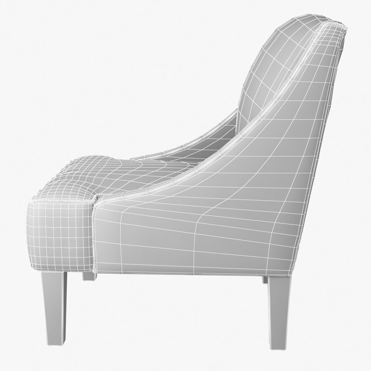 Custom made lounge armchair in beige textile 3D model_10
