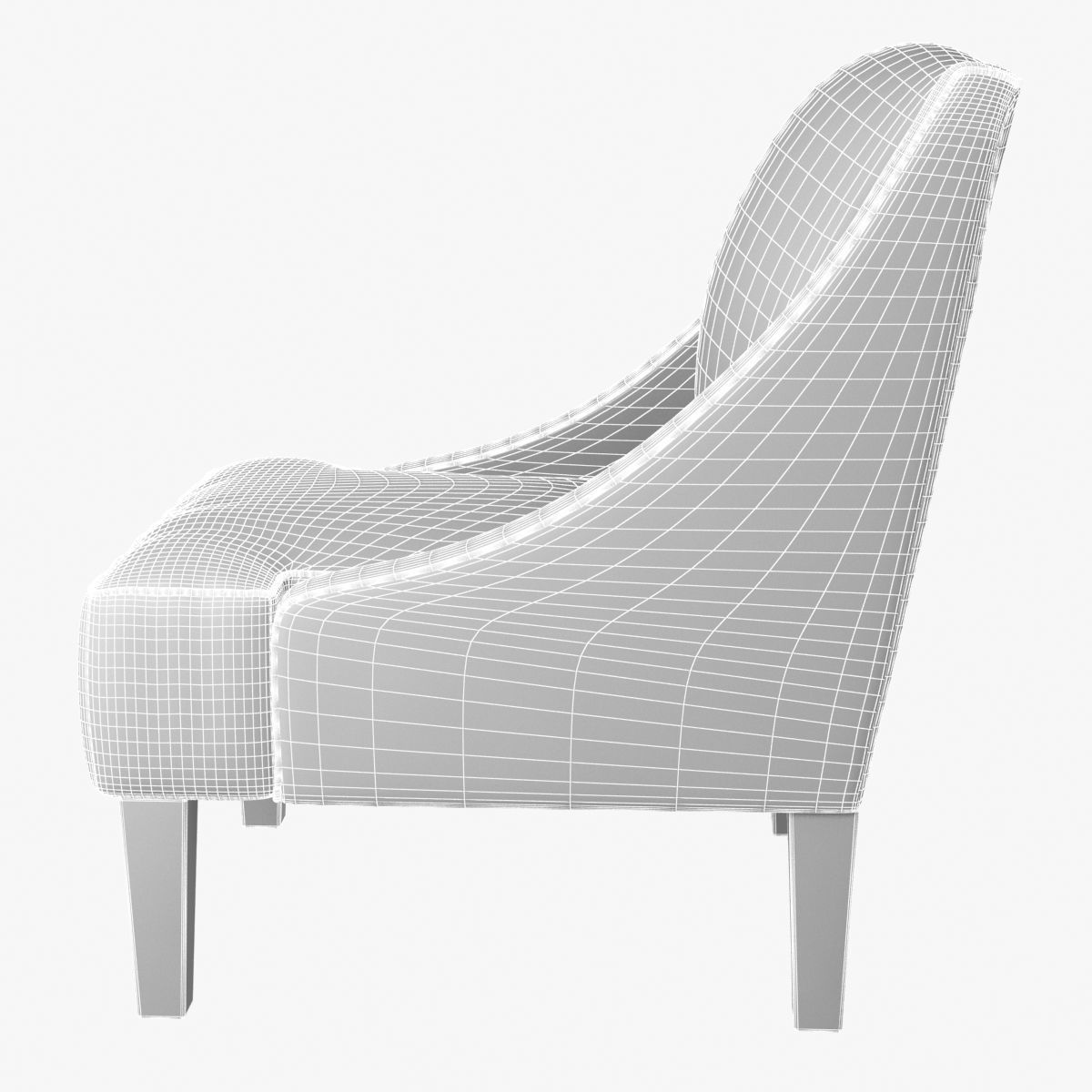 Custom made lounge armchair in beige textile 3D model_9