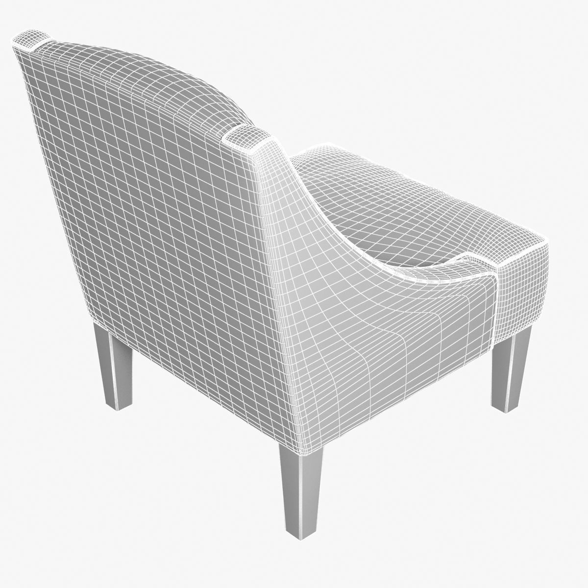 Custom made lounge armchair in beige textile 3D model_7
