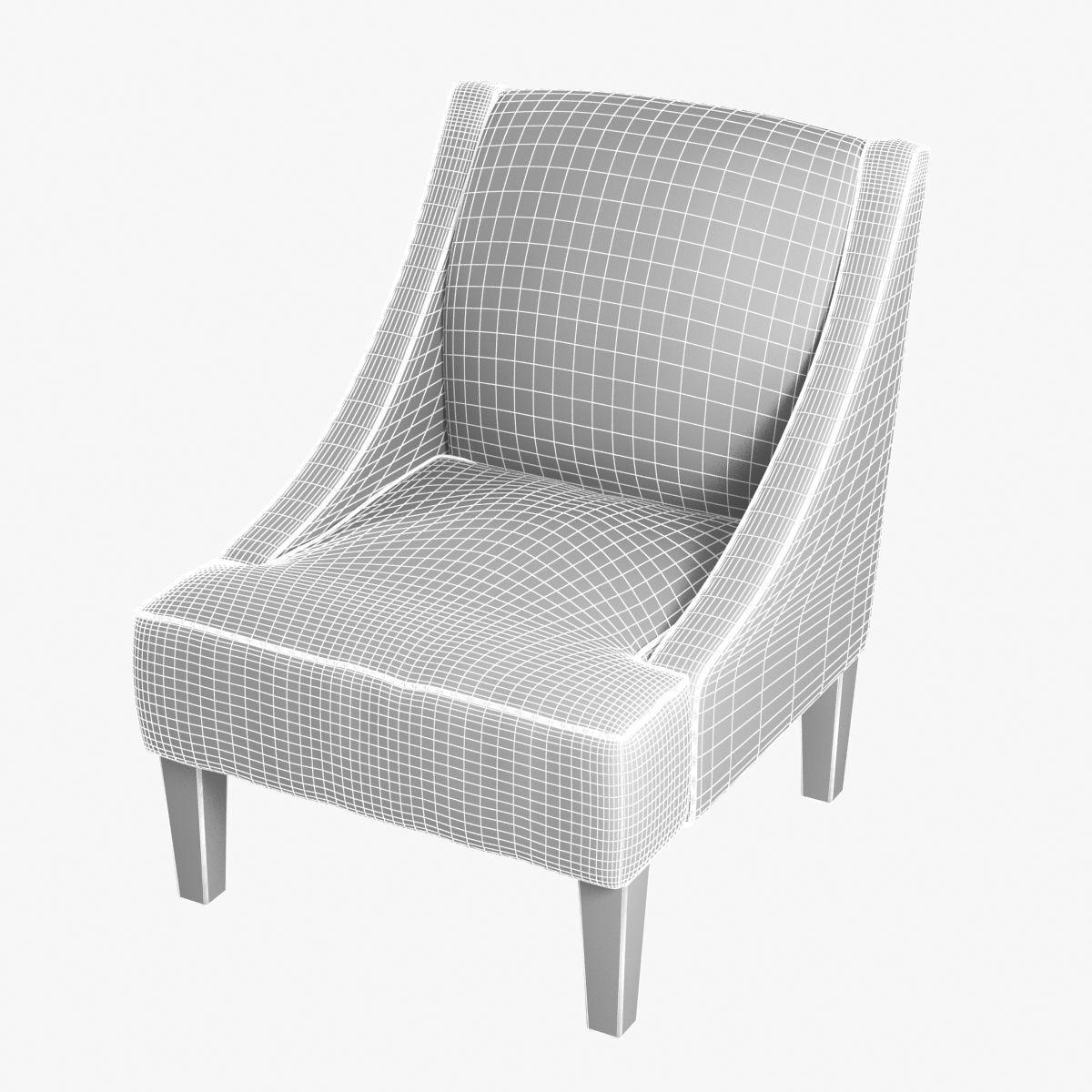 Custom made lounge armchair in beige textile 3D model_2
