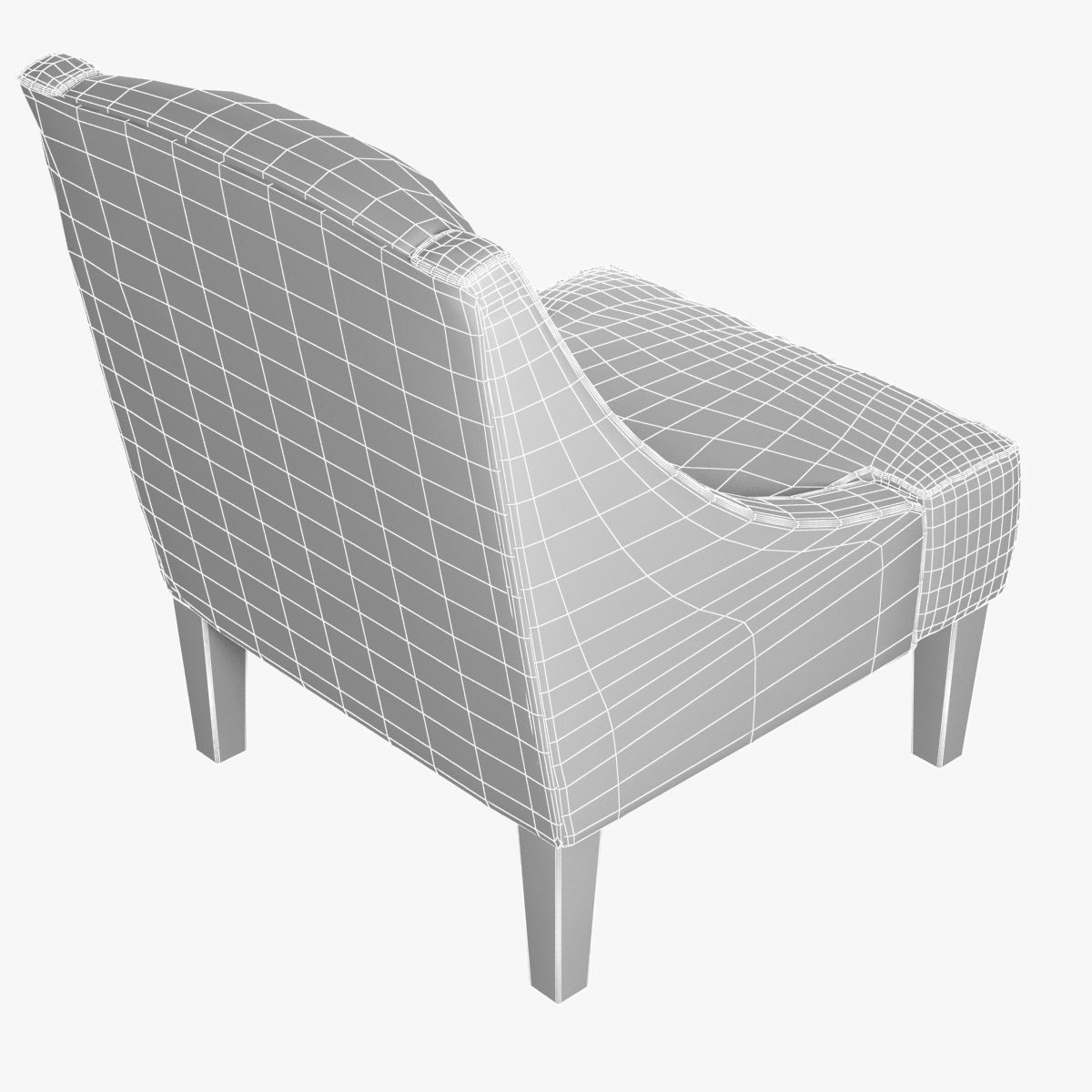 Custom made lounge armchair in beige textile 3D model_8