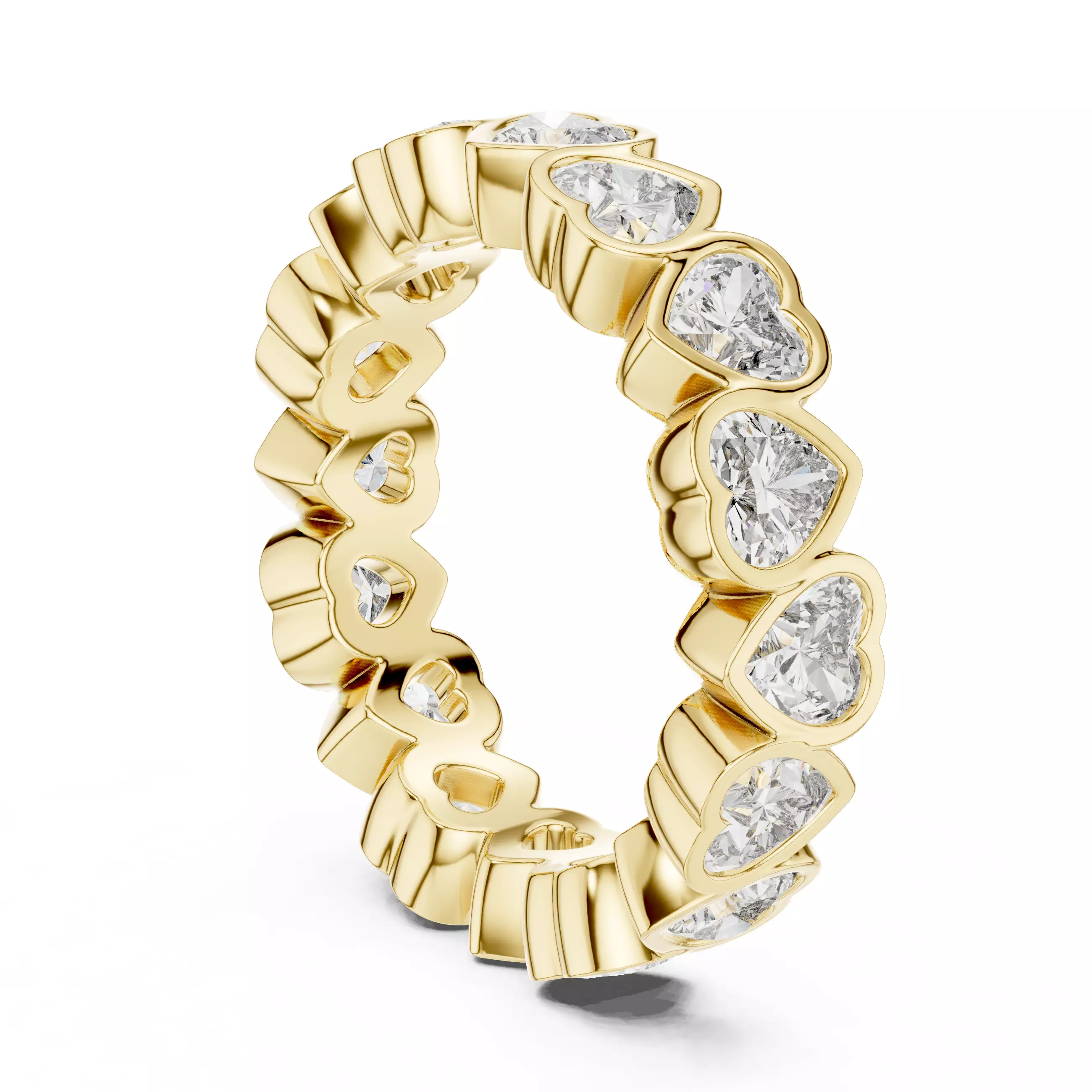 Bezel Set 4mm Heart Cut Diamond Wedding Band 3DM STL Video 3D print model_8