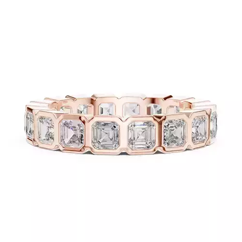 3mm Asscher Cut Bezel Set Full Eternity Wedding Band File Video 3D print model