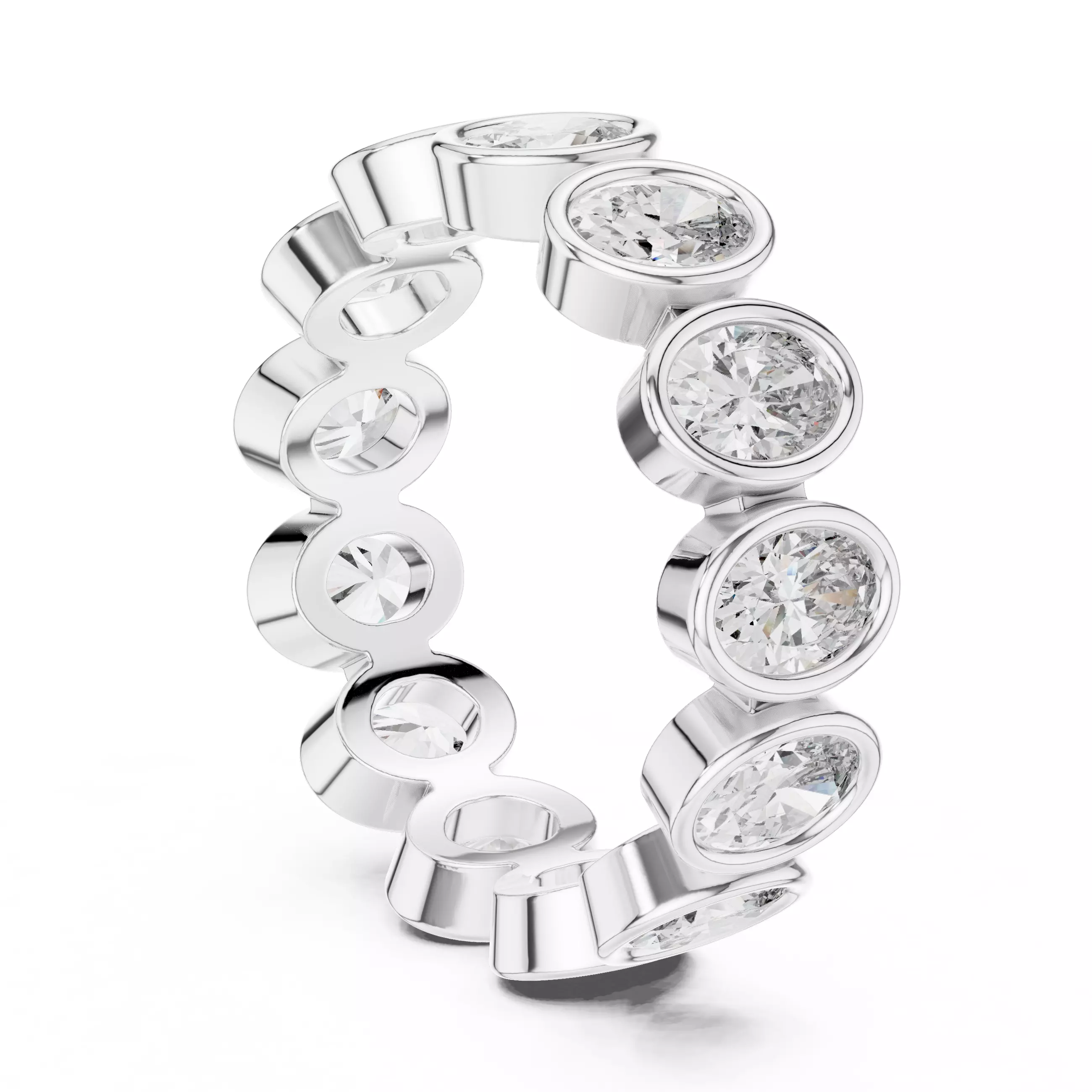 Oval Cut Diamond Full Eternity Wedding Band 3DM STL Video 3D print model_9