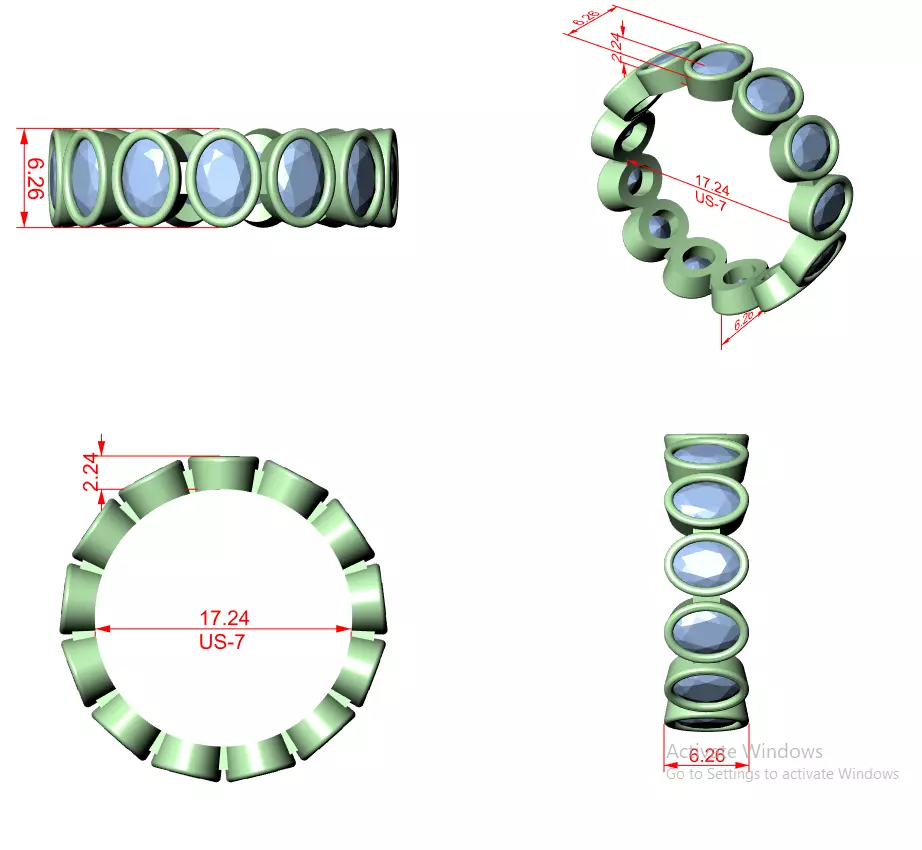 Oval Cut Diamond Full Eternity Wedding Band 3DM STL Video 3D print model_12