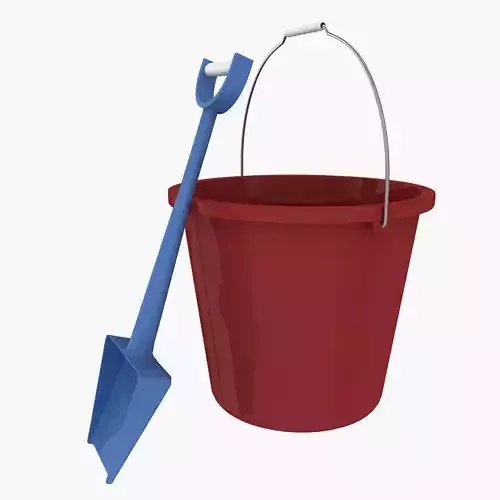 Plastic Bucket Shovel Low-poly 3D model