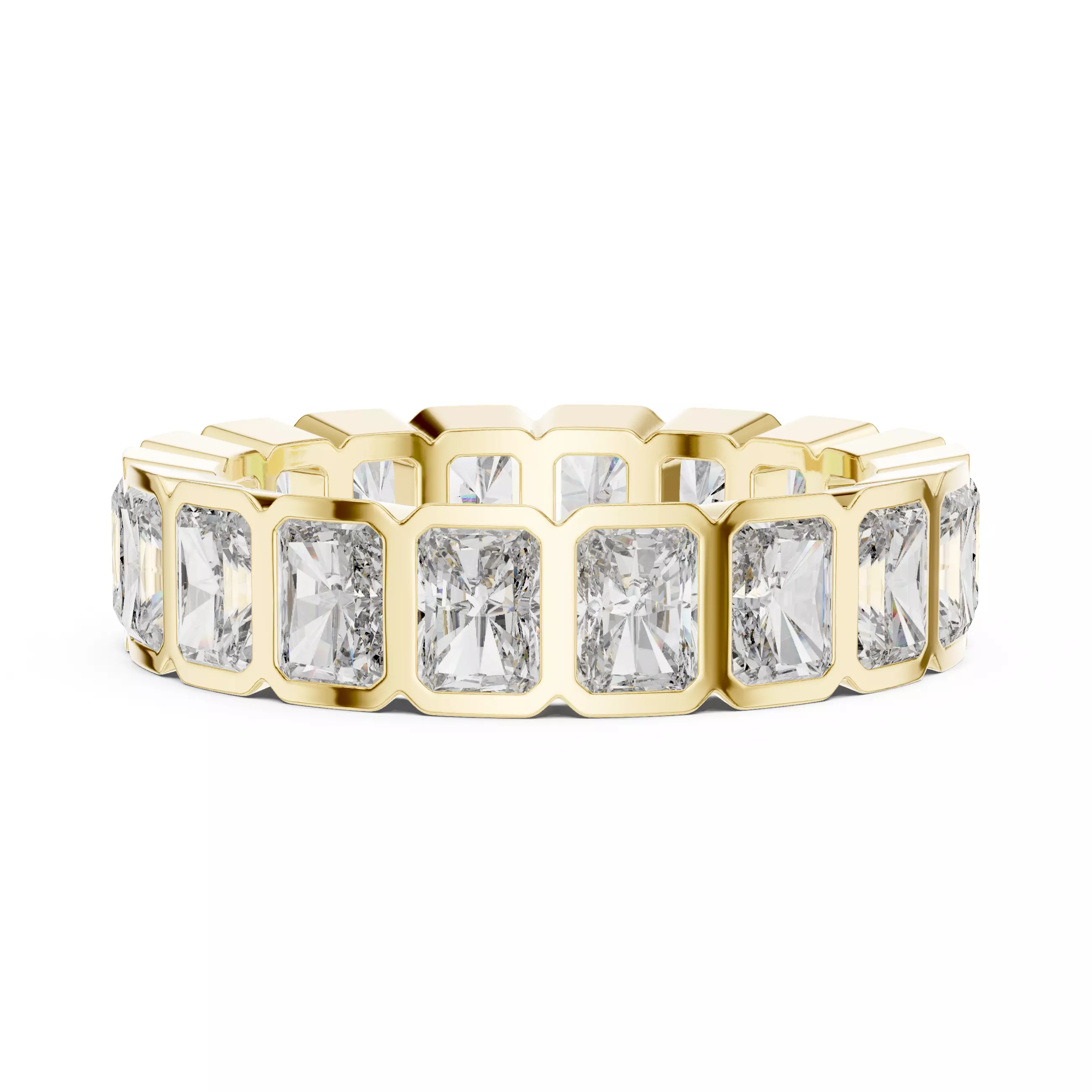 Bezel Set 4x3mm Radiant Full Eternity Wedding Band 3DM STL Video 3D print model_1