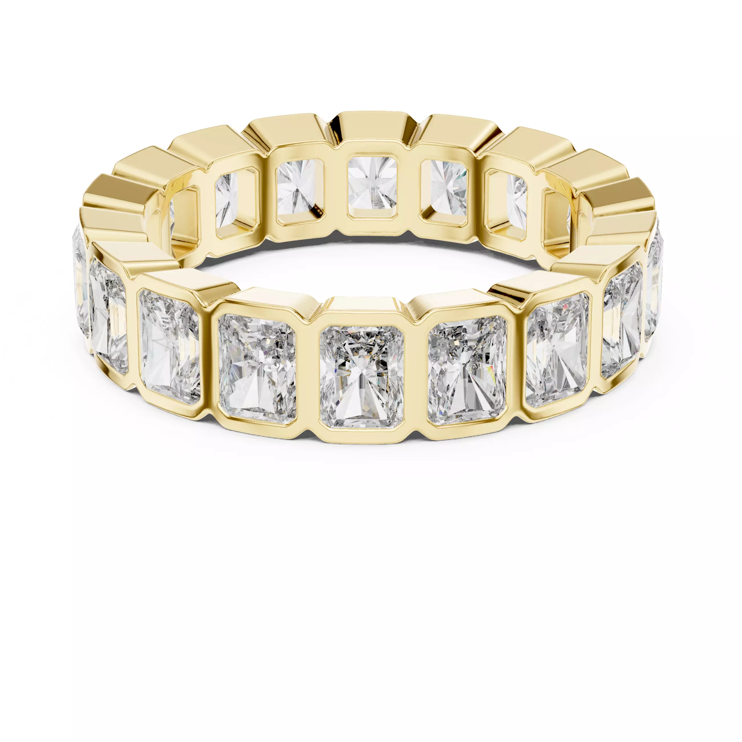 Bezel Set 4x3mm Radiant Full Eternity Wedding Band 3DM STL Video 3D print model_8