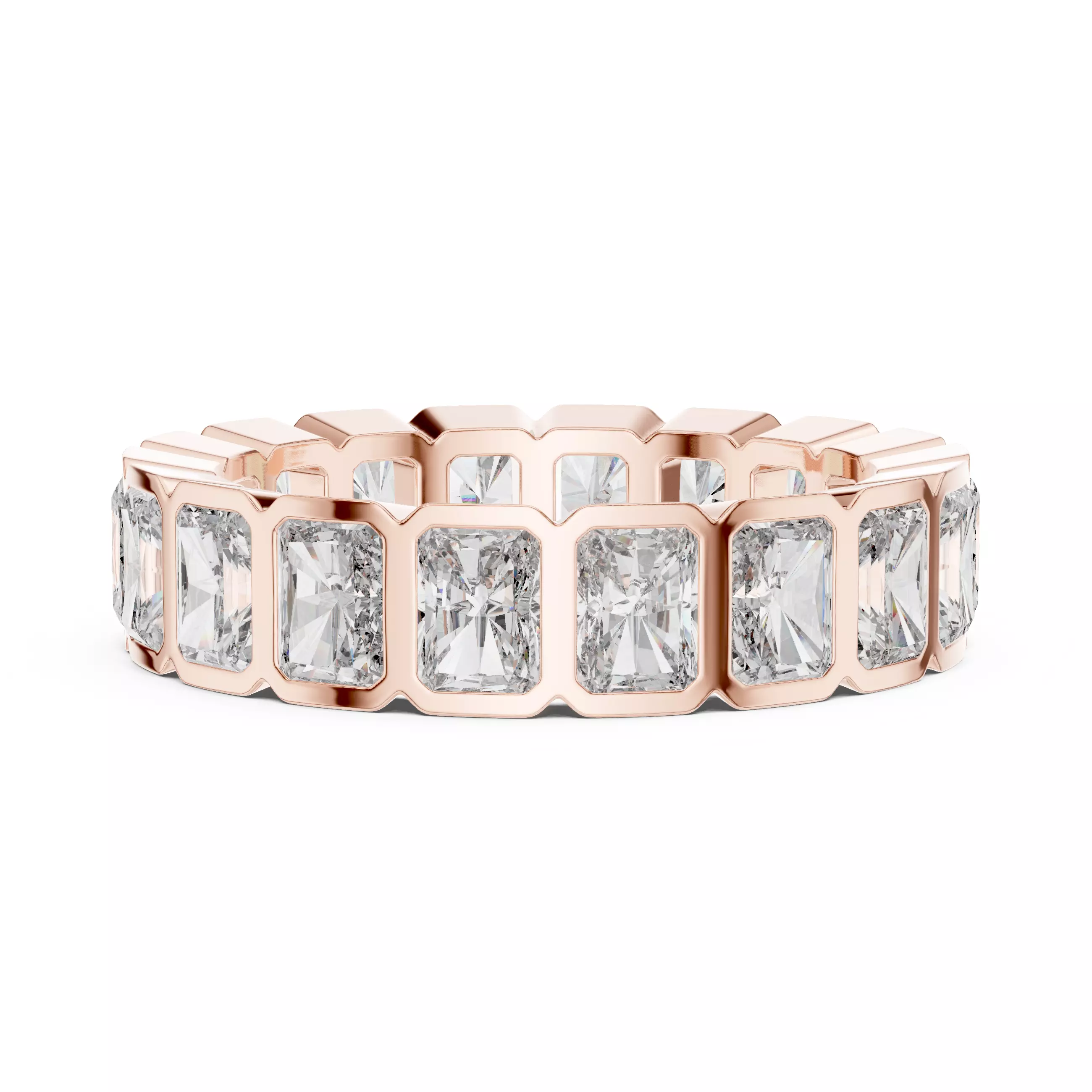 Bezel Set 4x3mm Radiant Full Eternity Wedding Band 3DM STL Video 3D print model_0