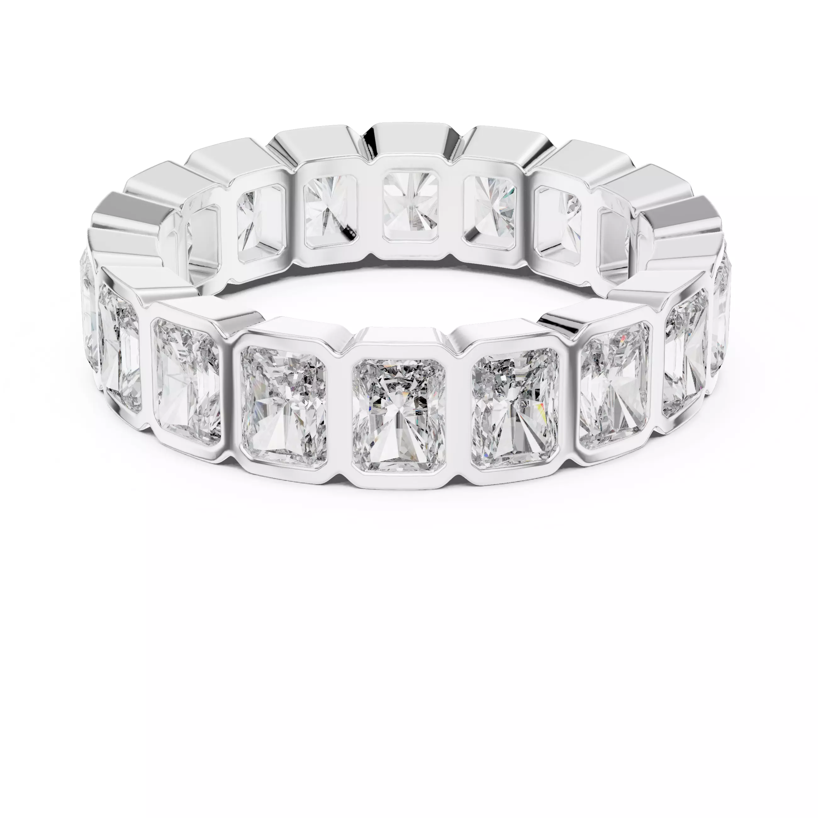 Bezel Set 4x3mm Radiant Full Eternity Wedding Band 3DM STL Video 3D print model_11