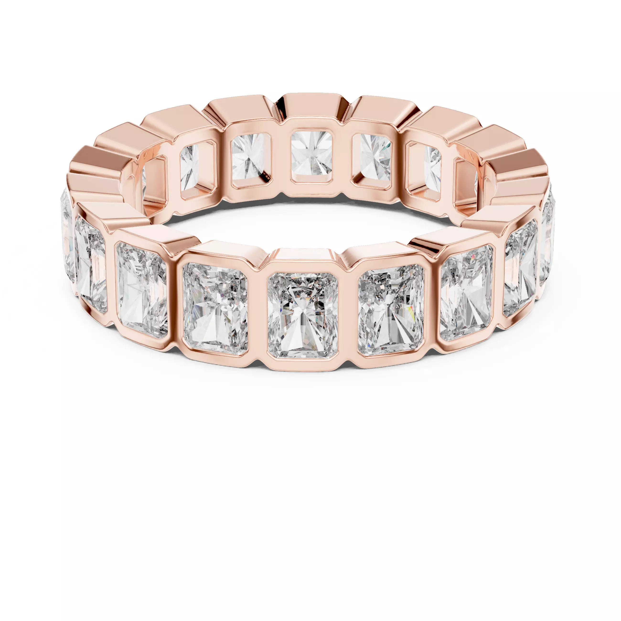 Bezel Set 4x3mm Radiant Full Eternity Wedding Band 3DM STL Video 3D print model_5