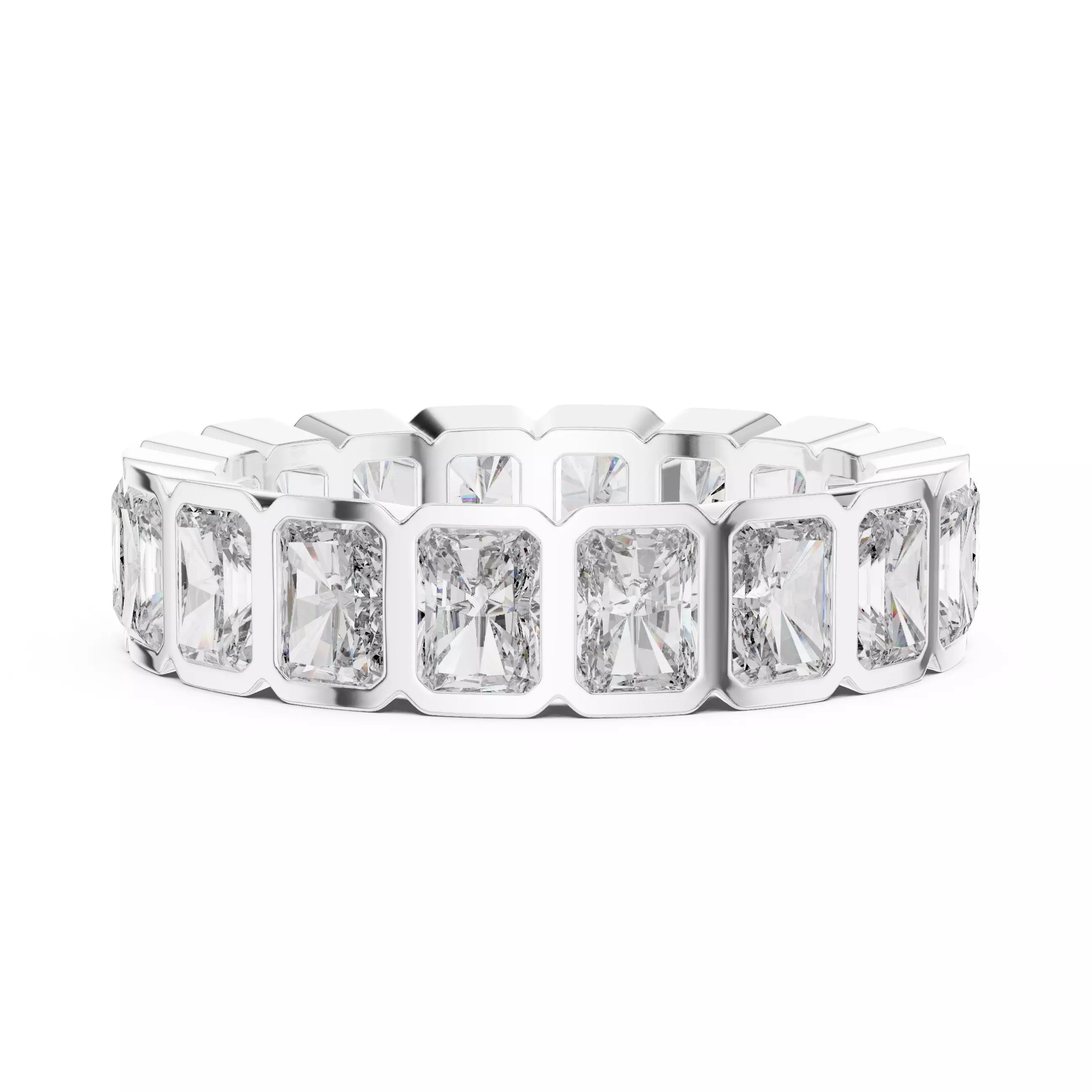 Bezel Set 4x3mm Radiant Full Eternity Wedding Band 3DM STL Video 3D print model_2