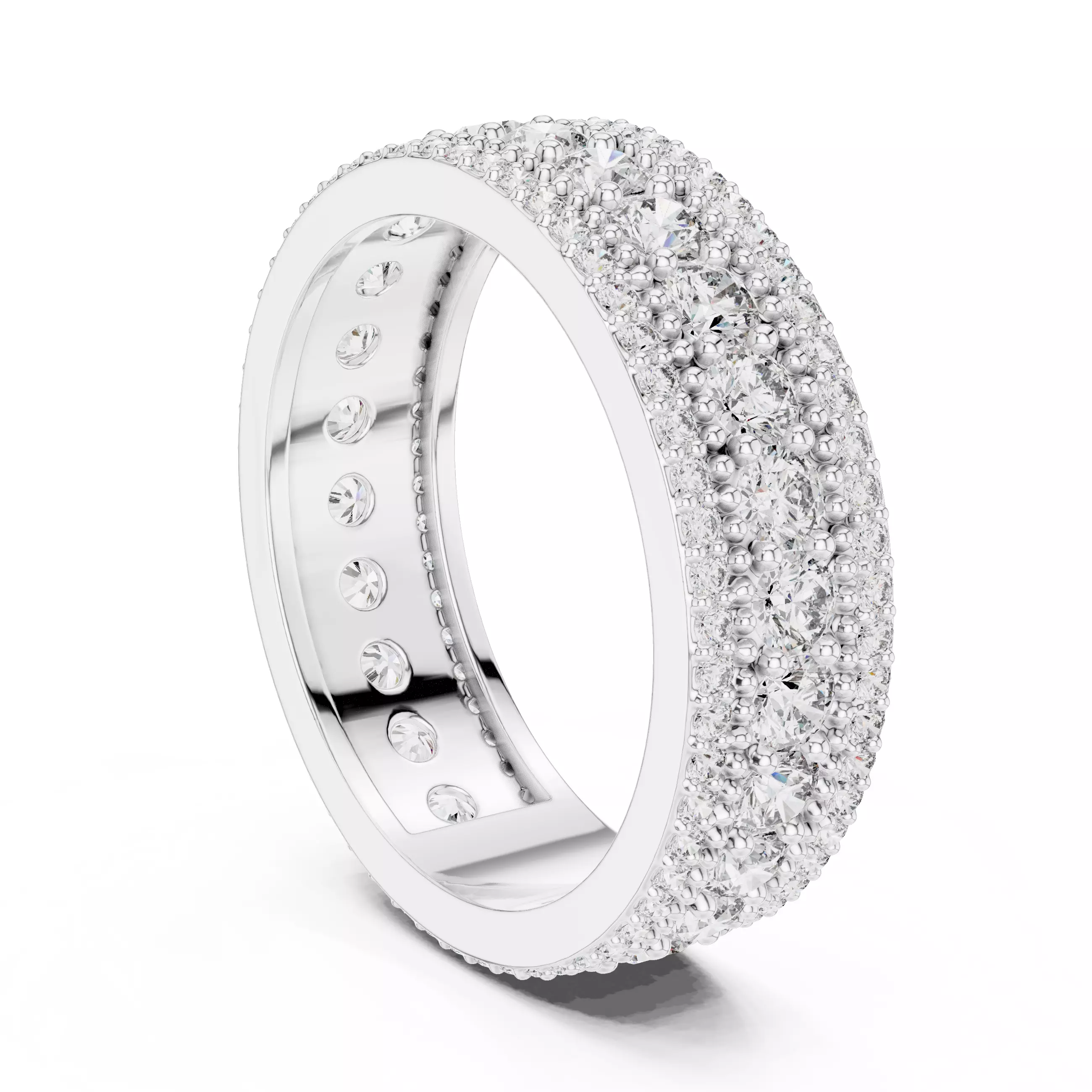 6mm Wide Round Cut Full Eternity Wedding Band 3DM STL Video 3D print model_13