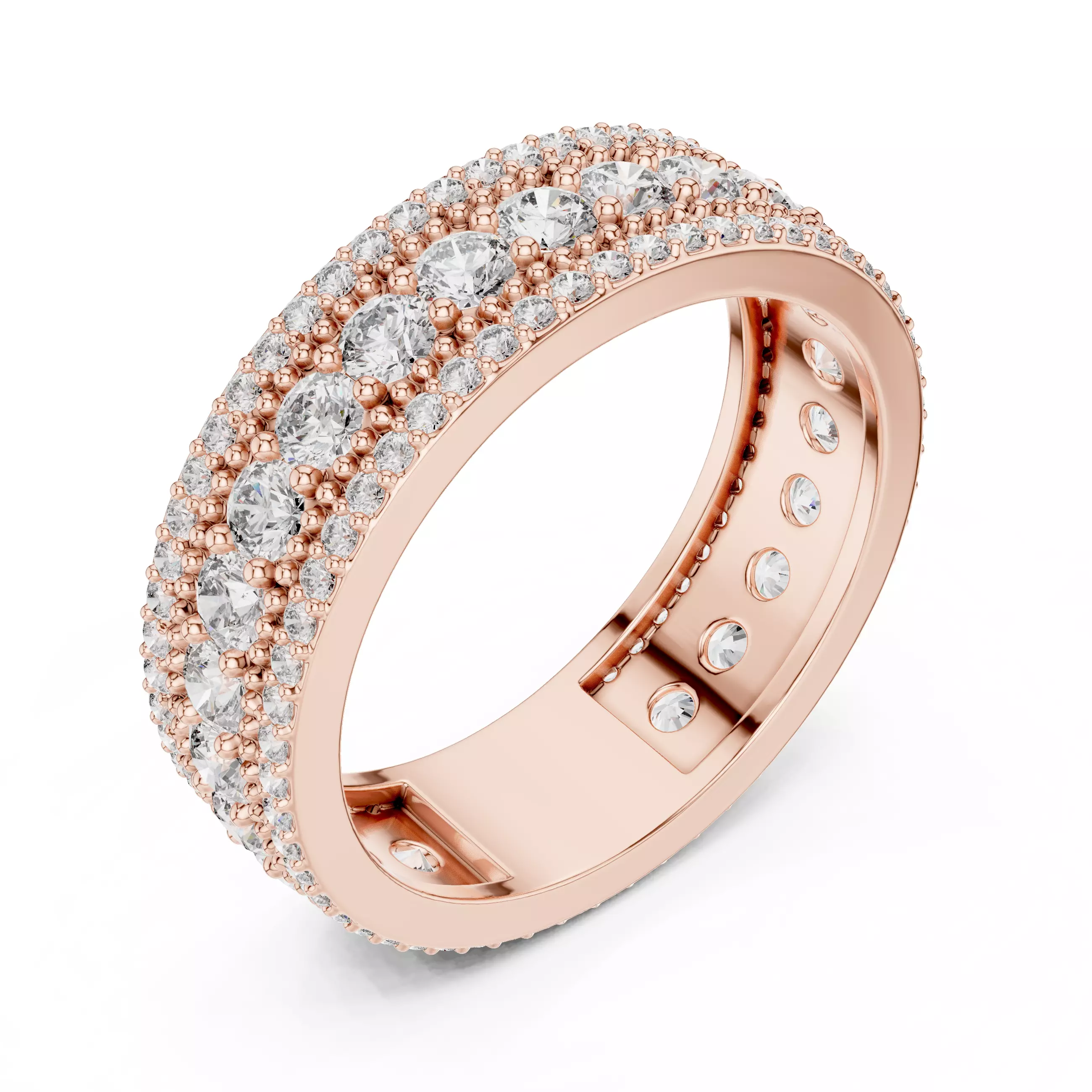 6mm Wide Round Cut Full Eternity Wedding Band 3DM STL Video 3D print model_4