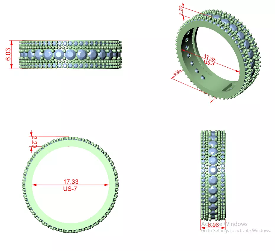 6mm Wide Round Cut Full Eternity Wedding Band 3DM STL Video 3D print model_18