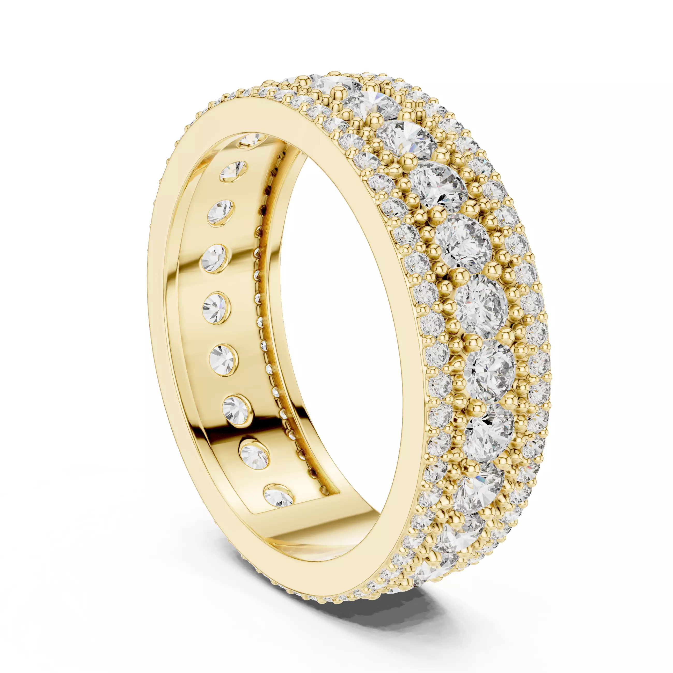 6mm Wide Round Cut Full Eternity Wedding Band 3DM STL Video 3D print model_8