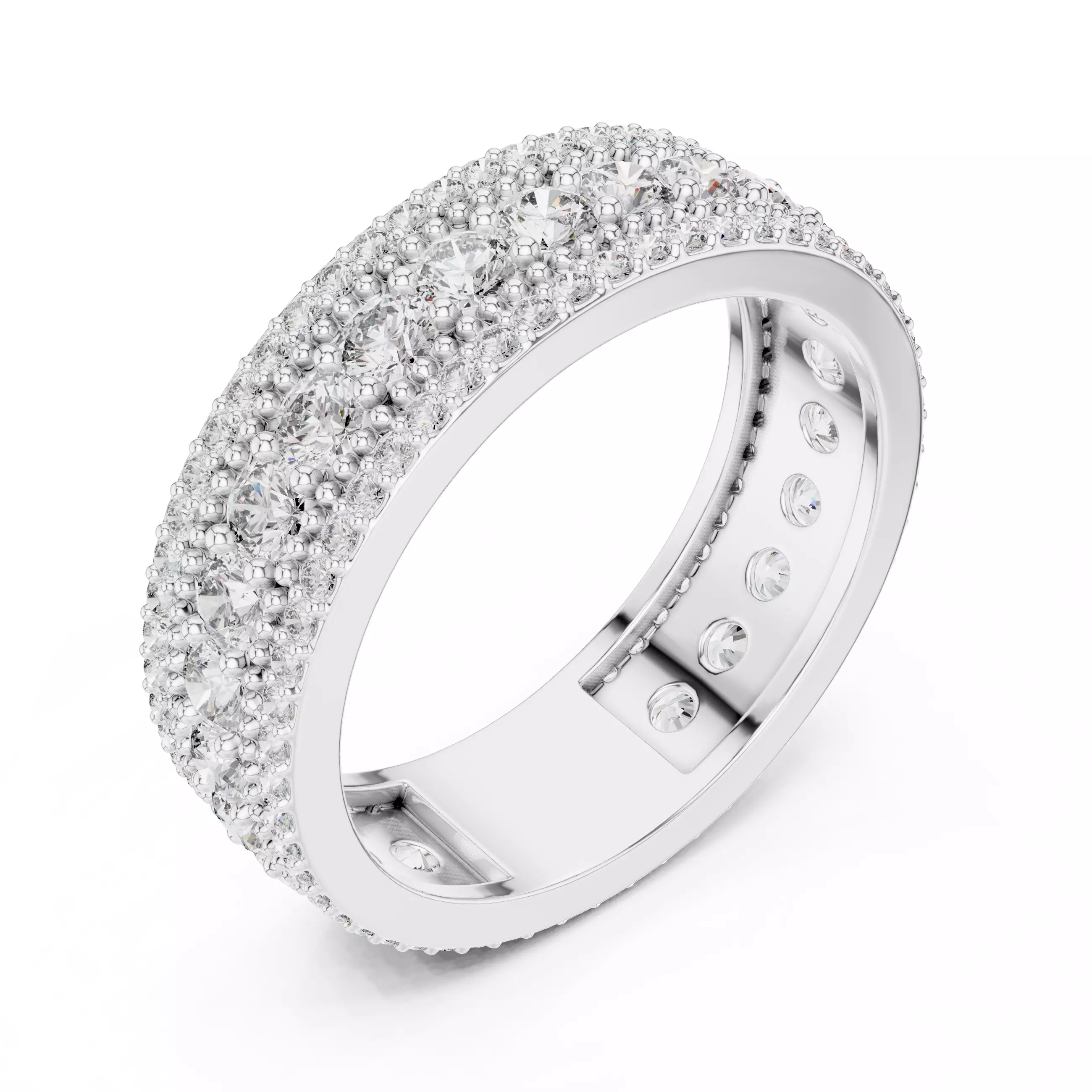 6mm Wide Round Cut Full Eternity Wedding Band 3DM STL Video 3D print model_14