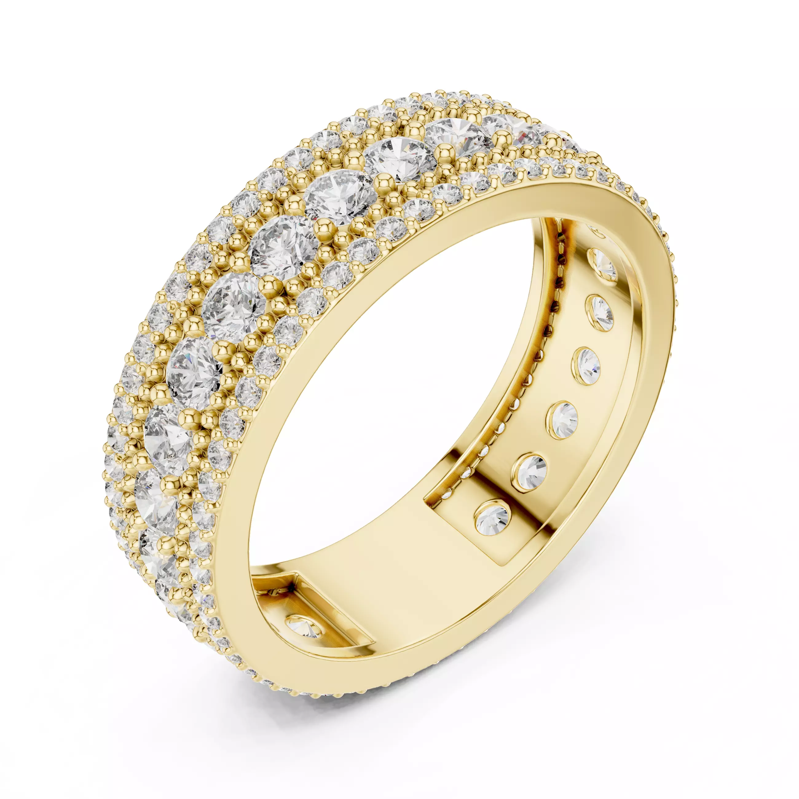 6mm Wide Round Cut Full Eternity Wedding Band 3DM STL Video 3D print model_9