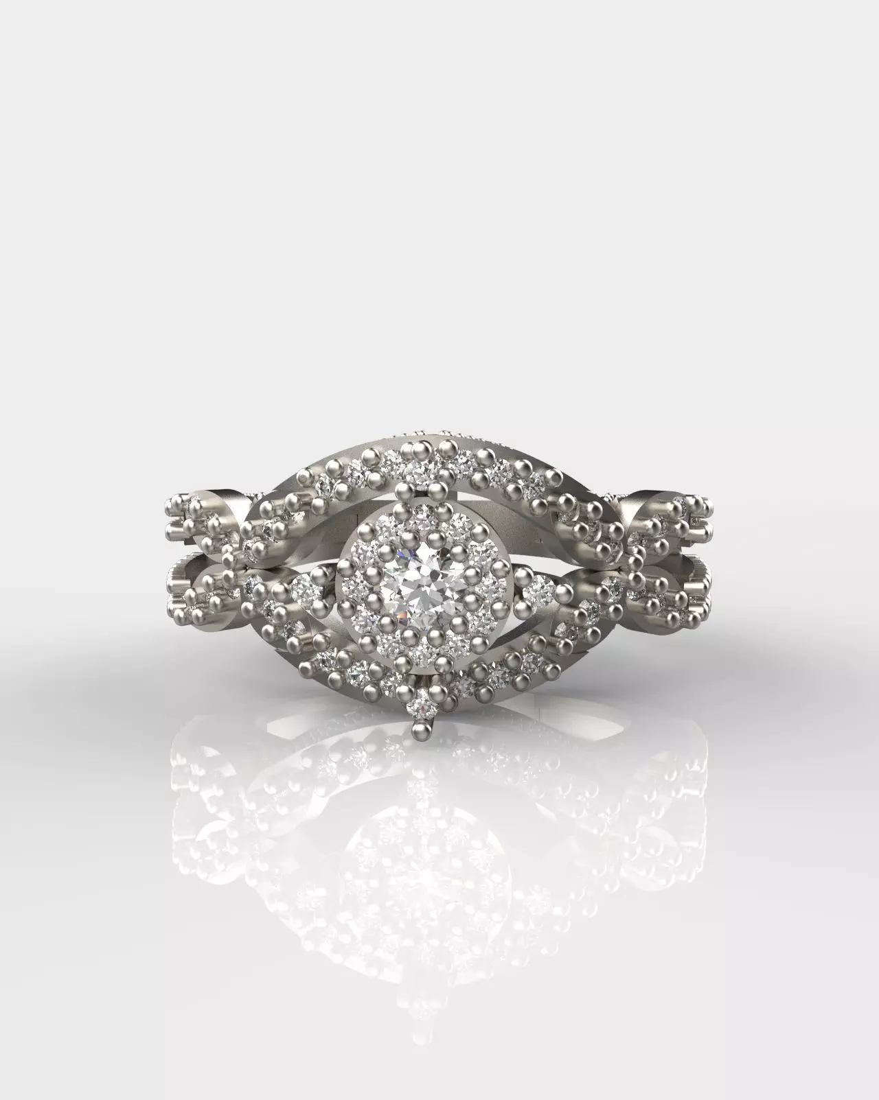 Luxury Halo Engagement Ring 3D print model