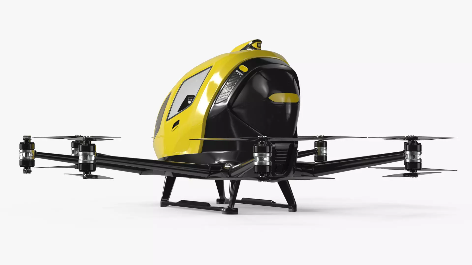 Personal Electric VTOL Aircraft Yellow Rigged 3D model_5