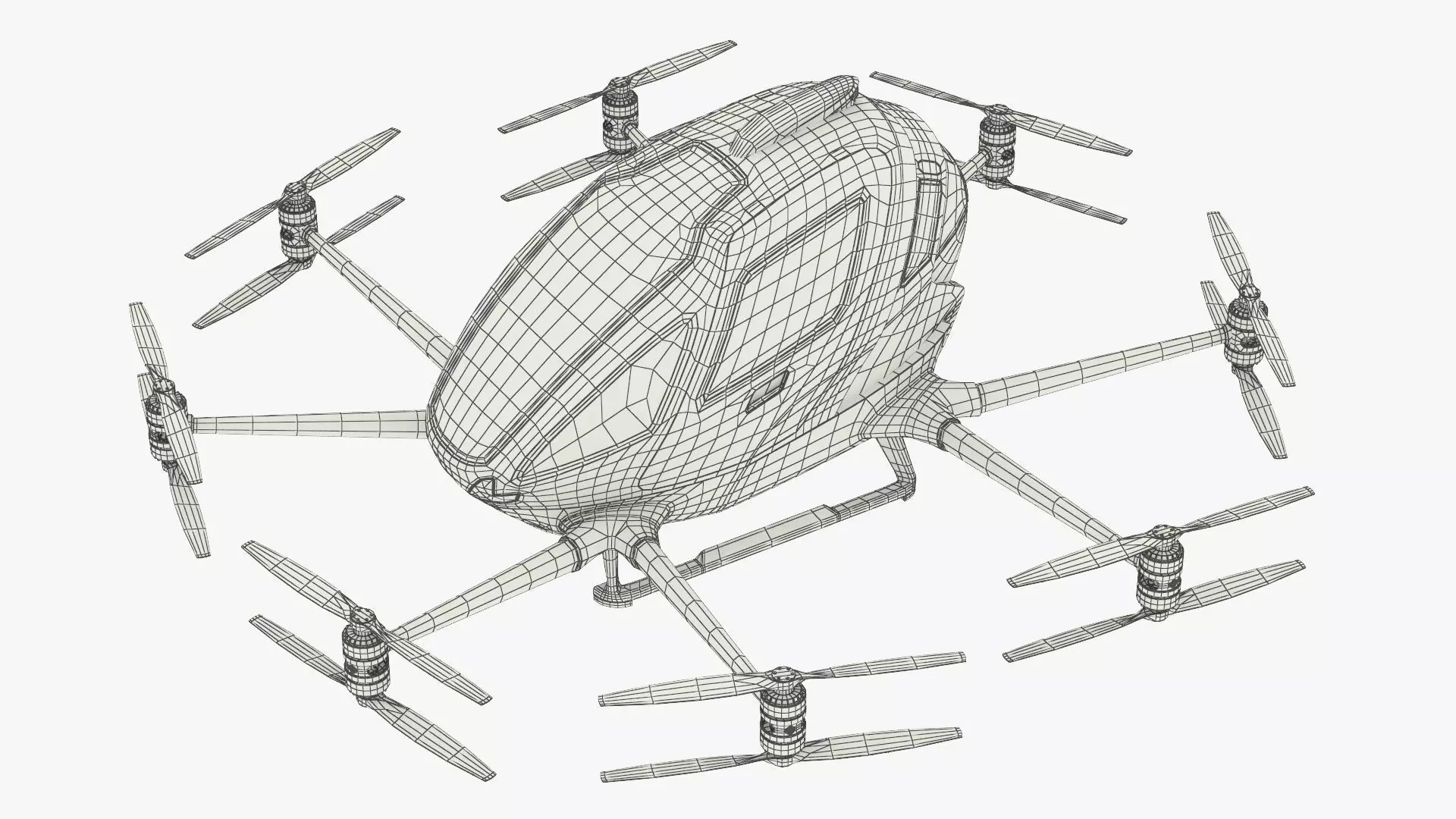 Personal Electric VTOL Aircraft Yellow Rigged 3D model_14