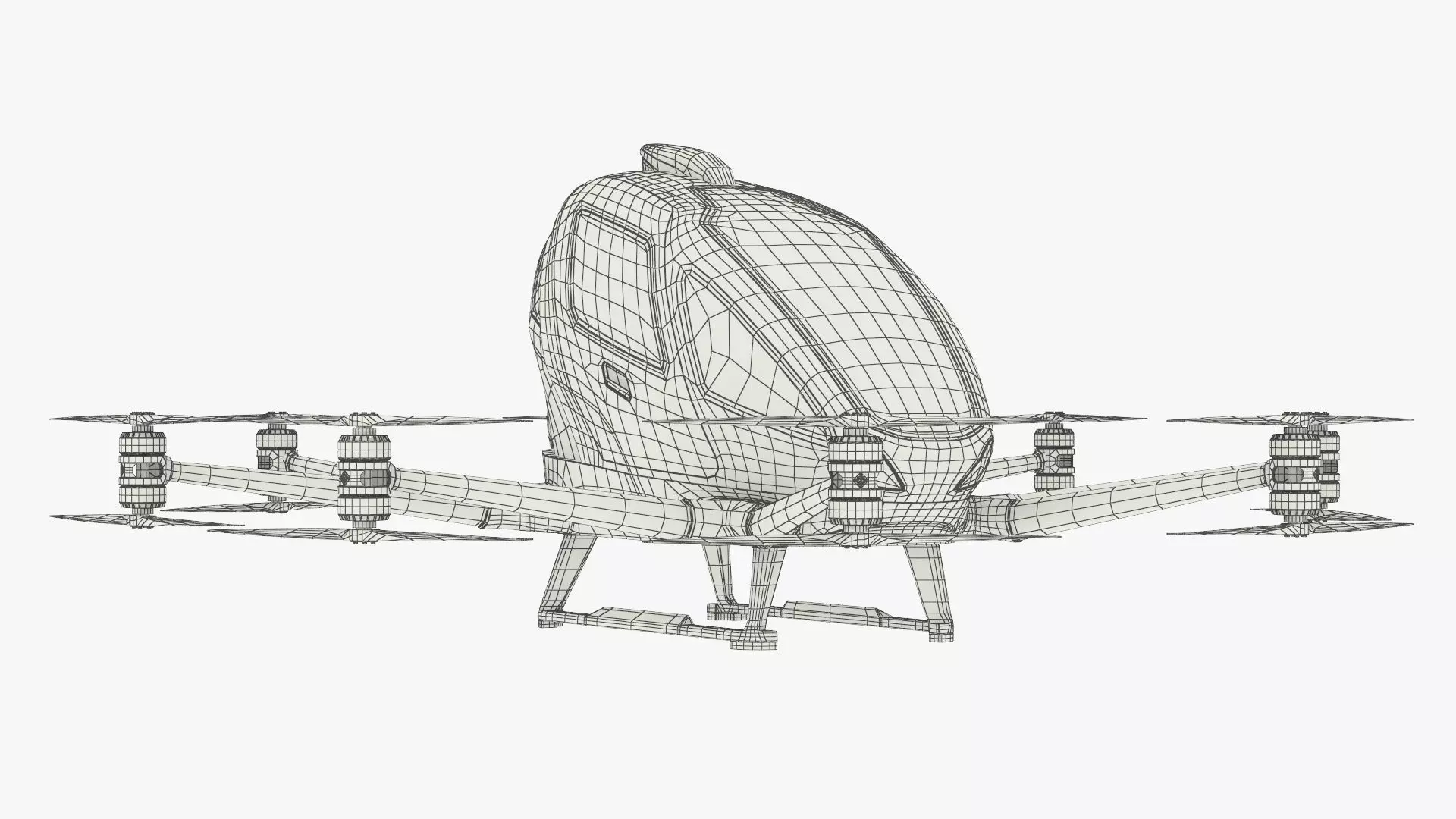 Personal Electric VTOL Aircraft Yellow Rigged 3D model_15
