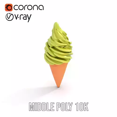 Matcha Soft Serve Cone model pack Low-poly 3D model 6