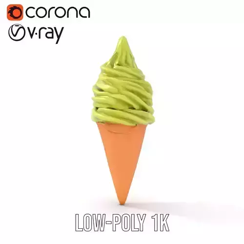 Matcha Soft Serve Cone model pack Low-poly 3D model 7