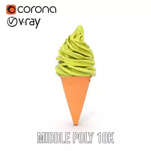 Matcha Soft Serve Cone model pack Low-poly 3D model 5