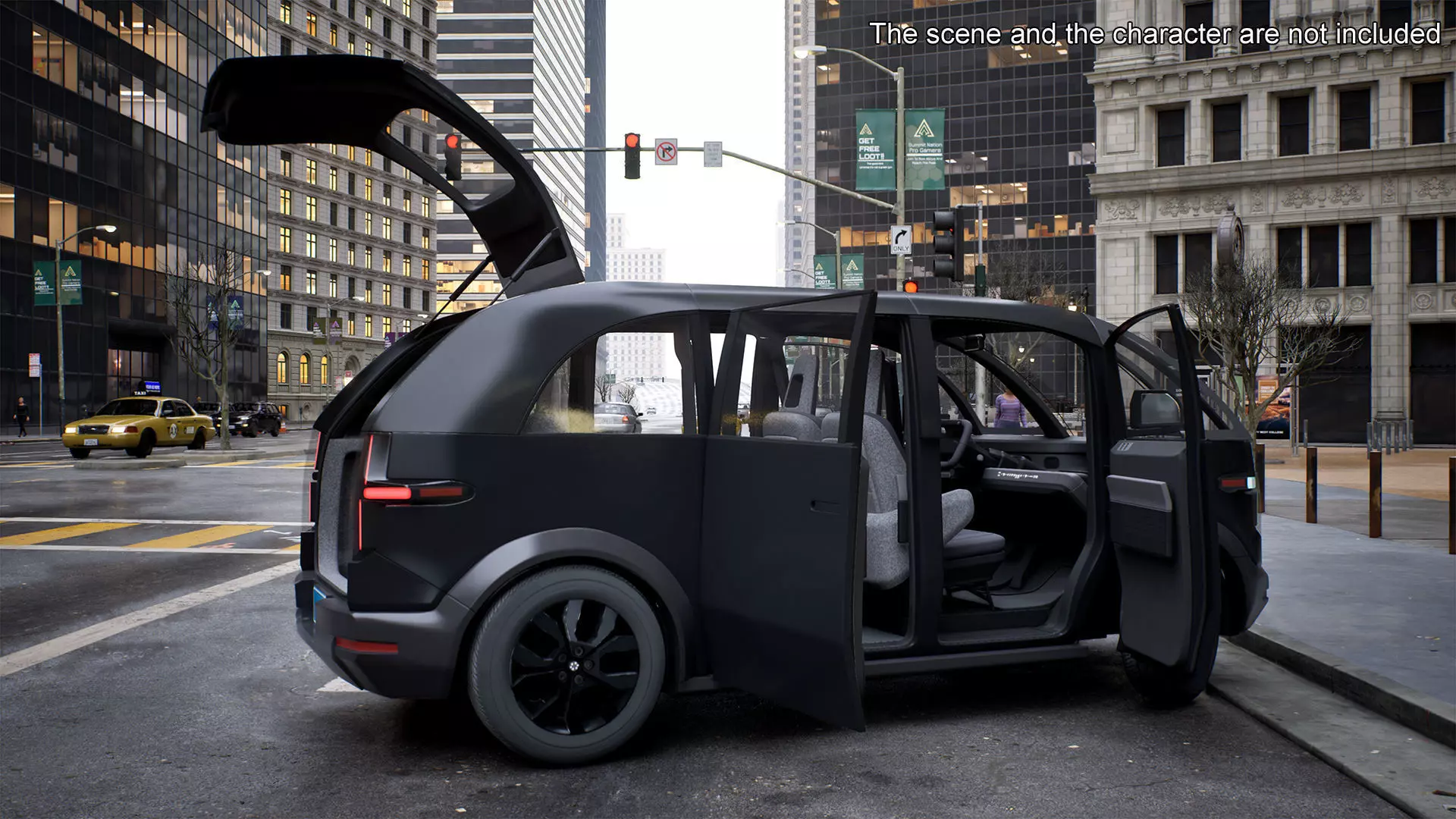 Electric Minibus Premium Black Rigged for Cinema 4D 3D model