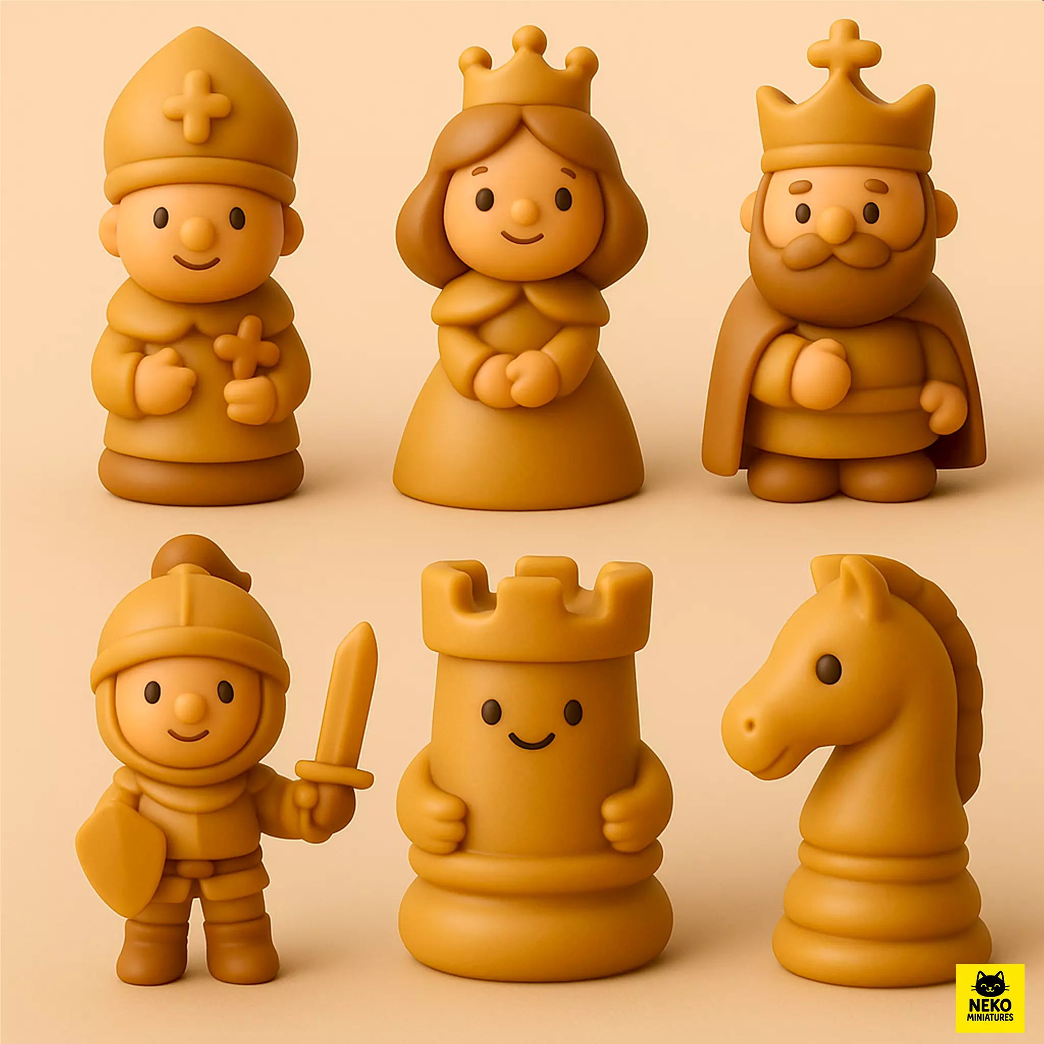 Cute Chess Character Pieces Full Set Pack 3D print model