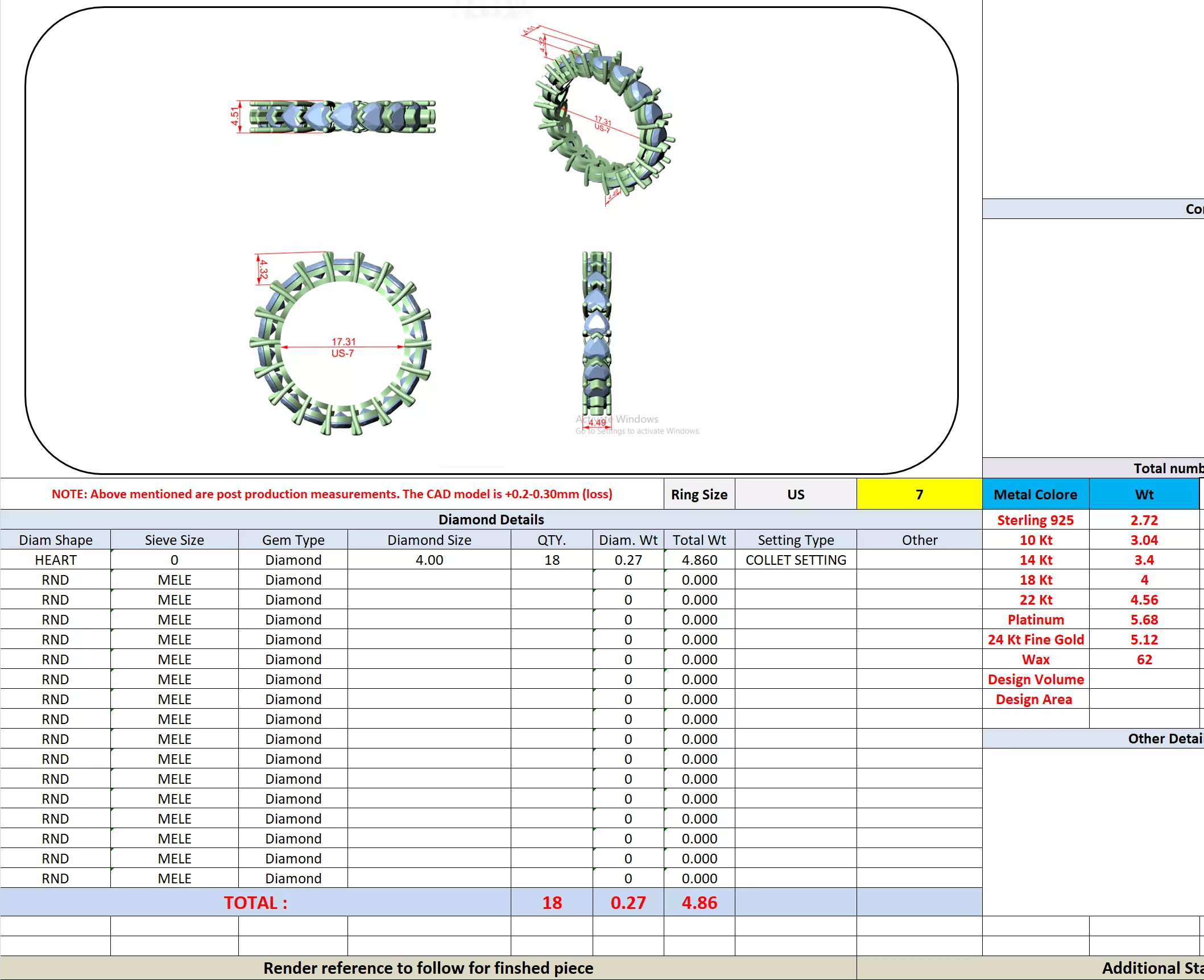 4mm Heart Cut Full Eternity Stacking Wedding Band 3DM STL Video 3D print model_13