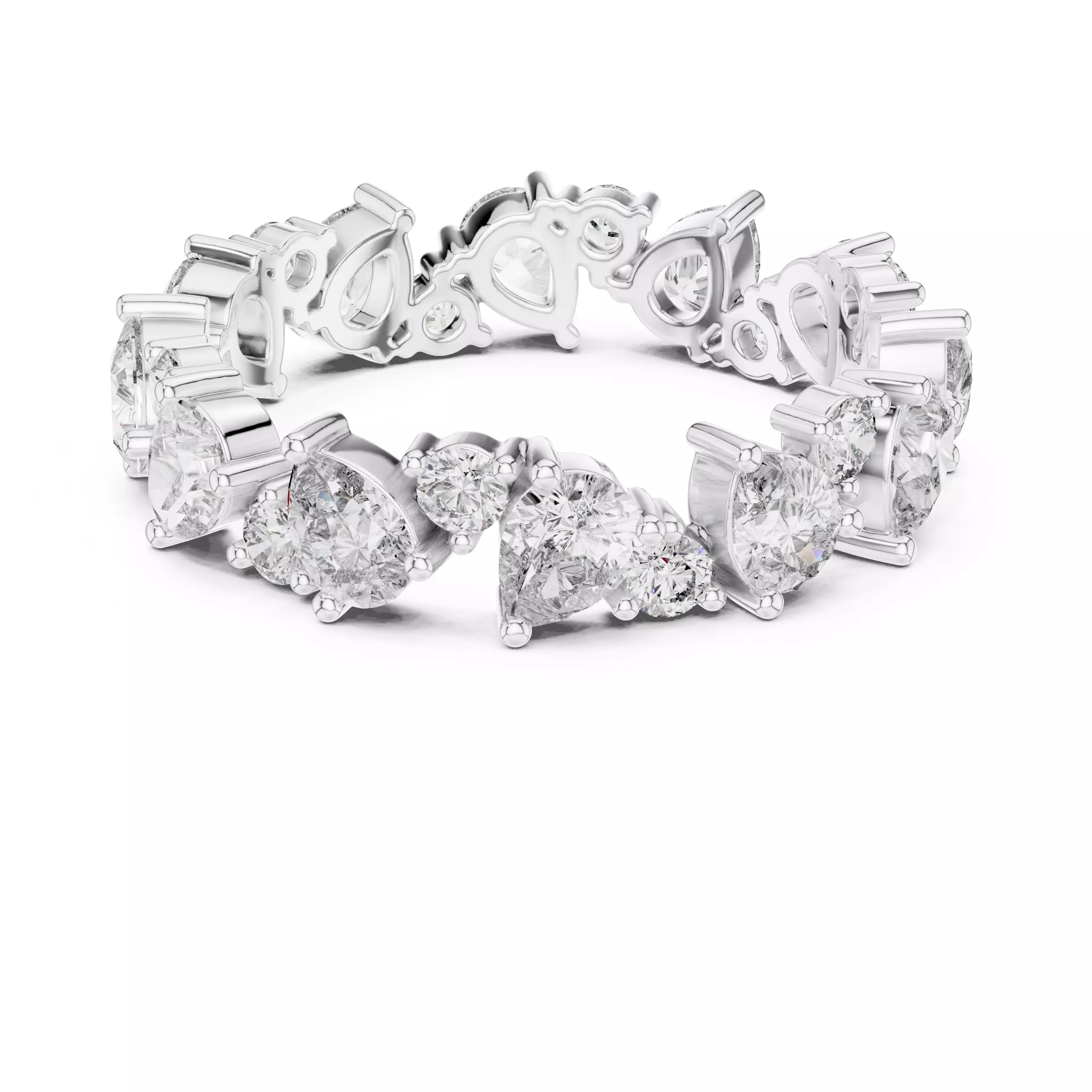 Alternating Pear and Round Cut Full Eternity Wedding Band 3D print model_11