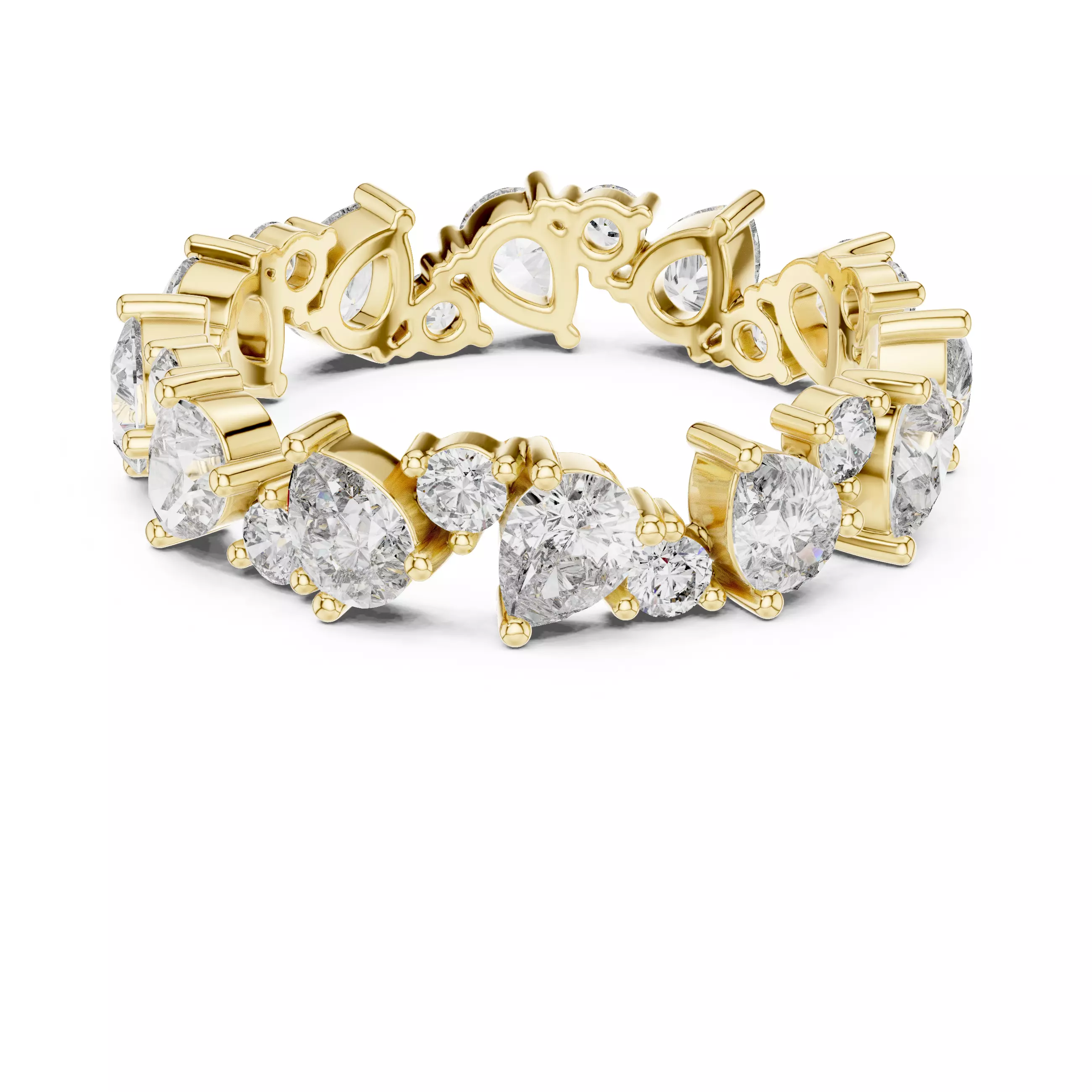 Alternating Pear and Round Cut Full Eternity Wedding Band 3D print model_8