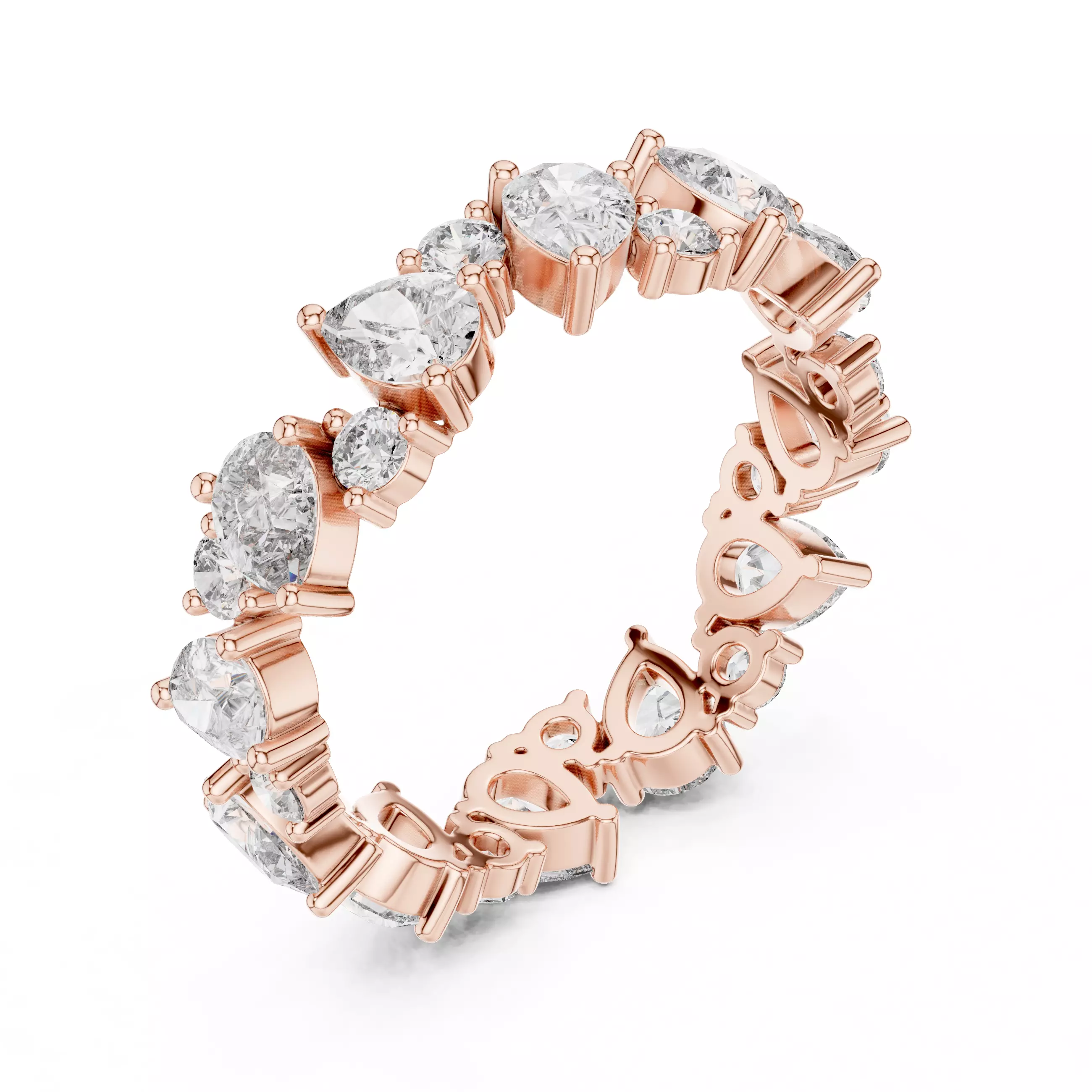 Alternating Pear and Round Cut Full Eternity Wedding Band 3D print model_4