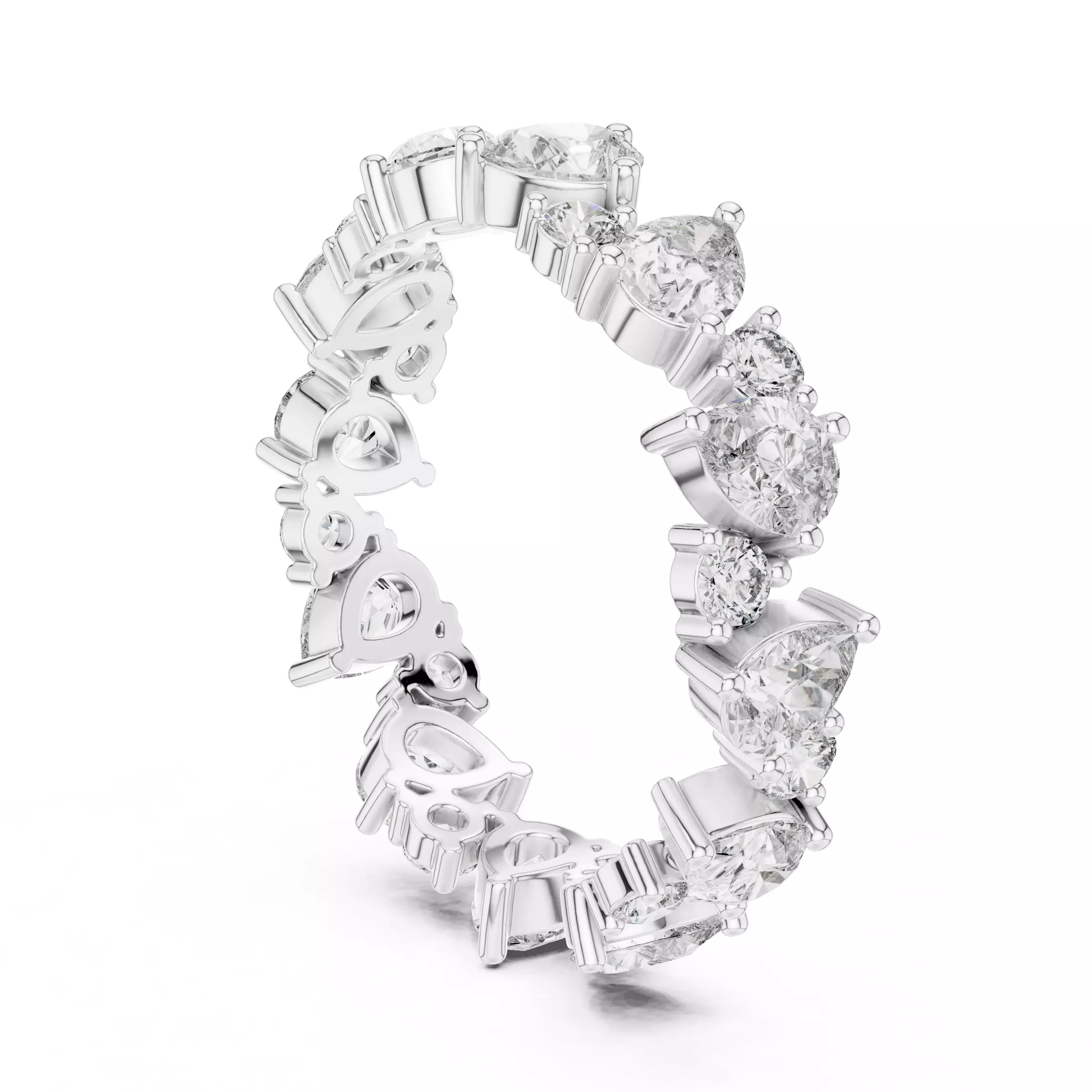 Alternating Pear and Round Cut Full Eternity Wedding Band 3D print model_9