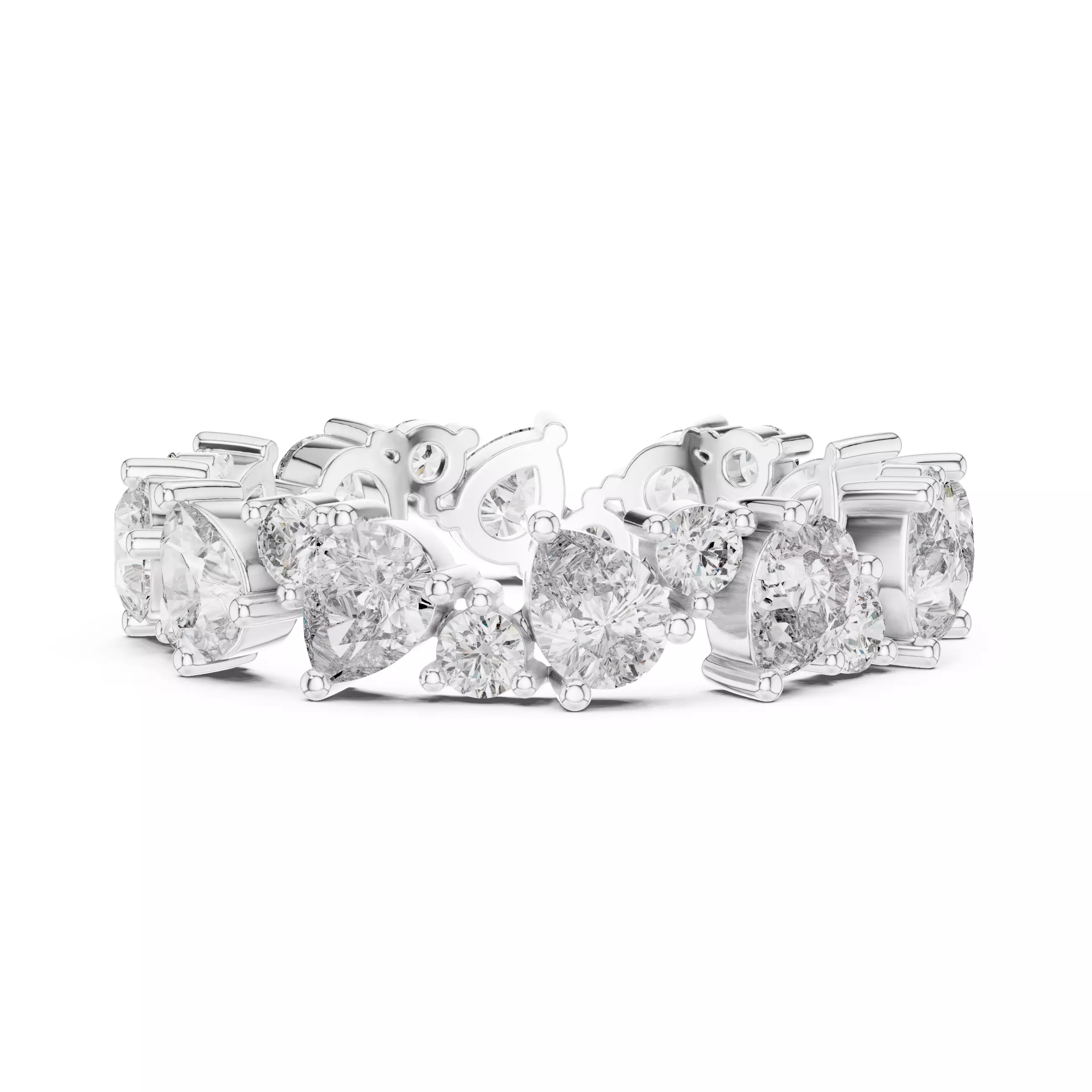 Alternating Pear and Round Cut Full Eternity Wedding Band 3D print model_2