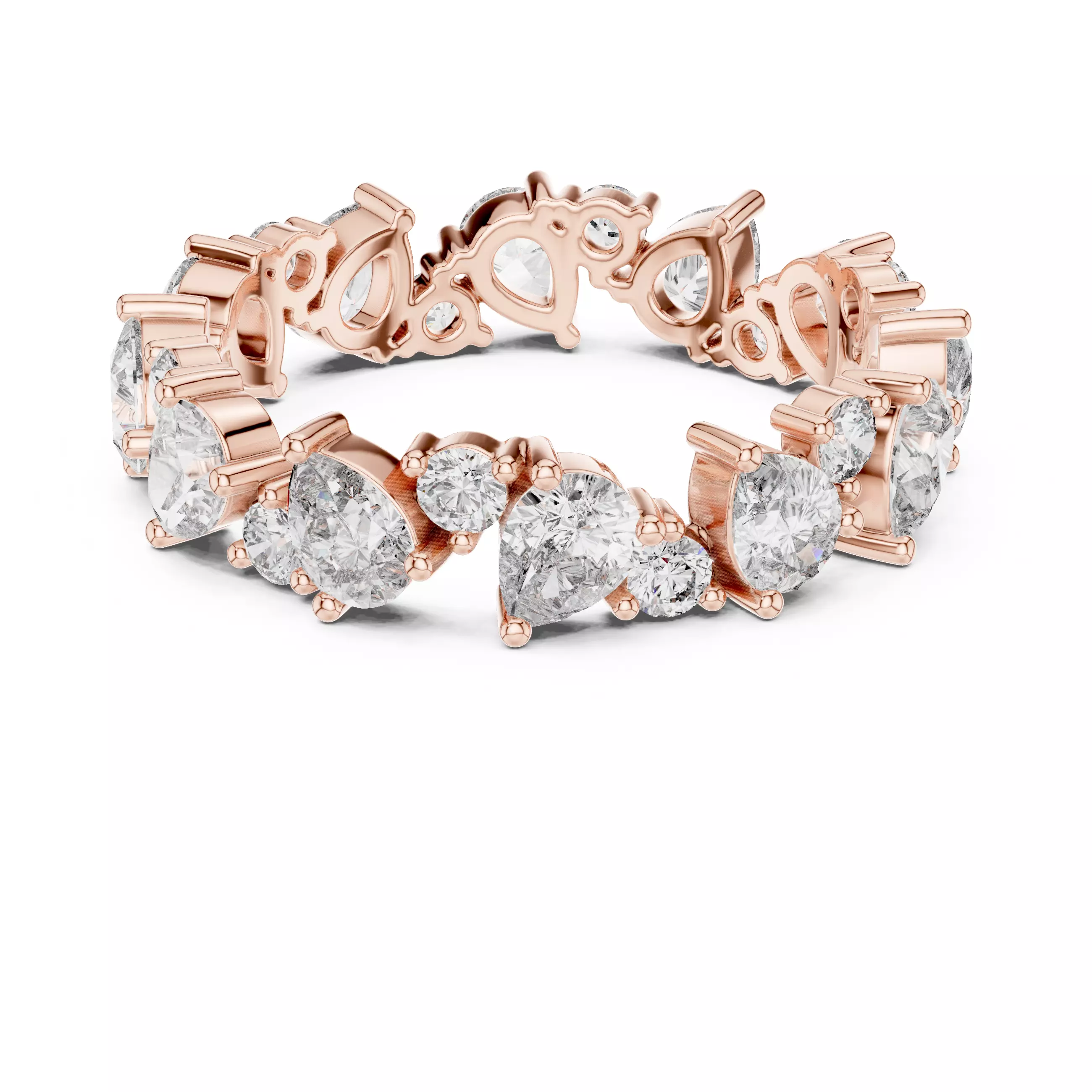 Alternating Pear and Round Cut Full Eternity Wedding Band 3D print model_5